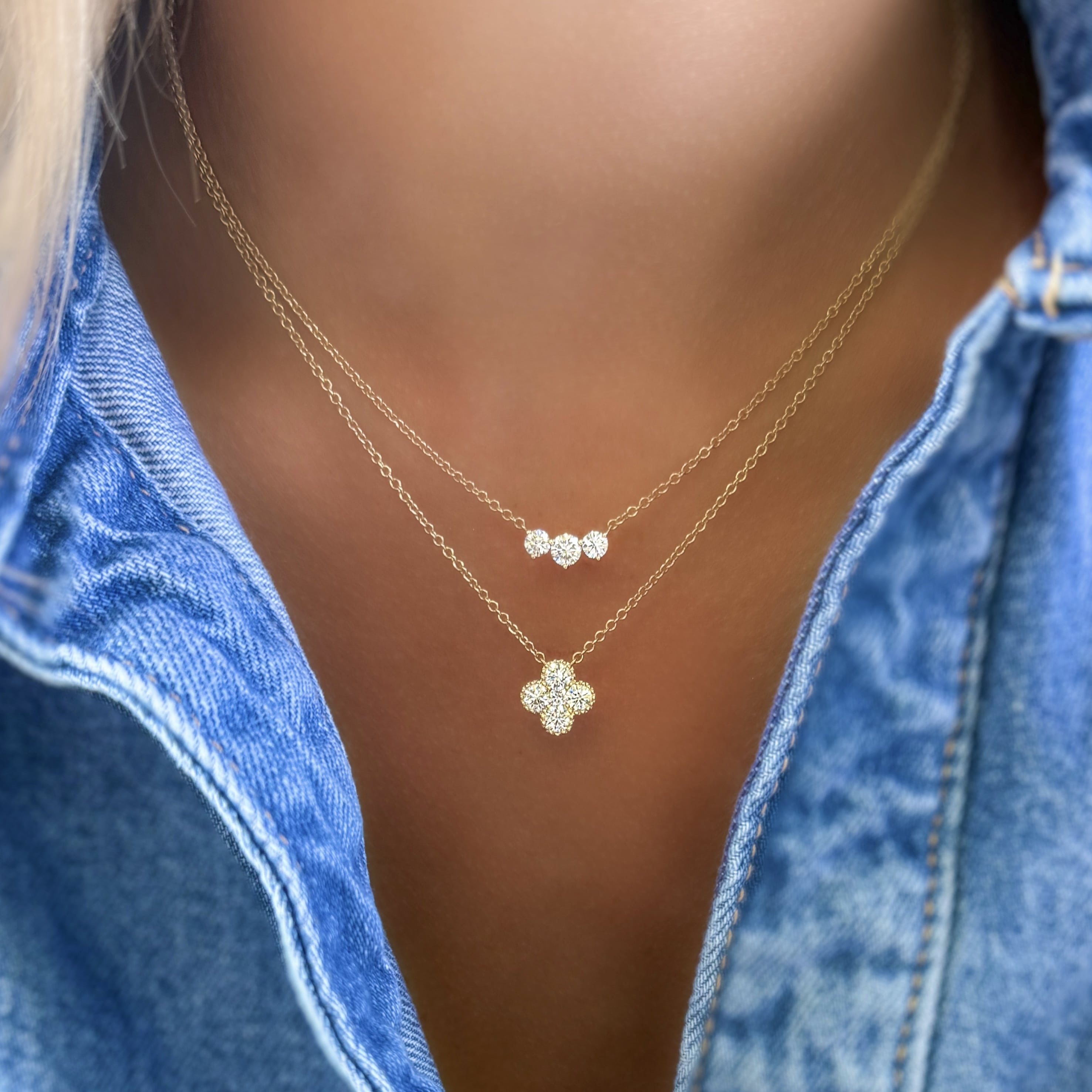3 Stone Diamond Necklace