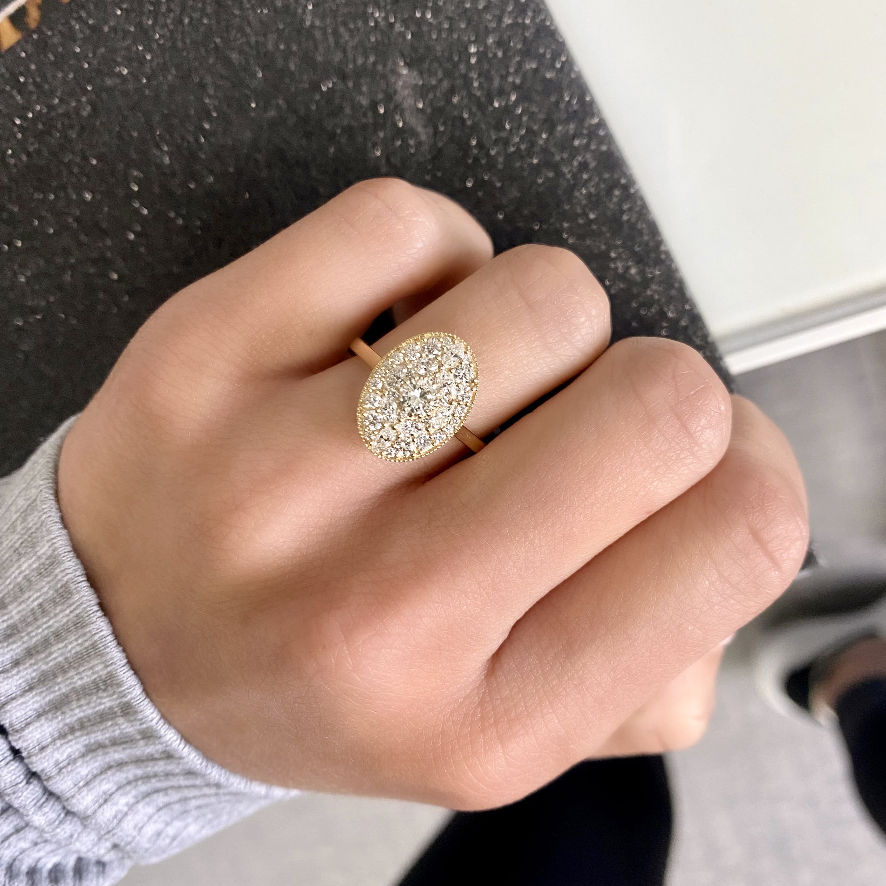 Oval and Round Diamond Cluster Ring