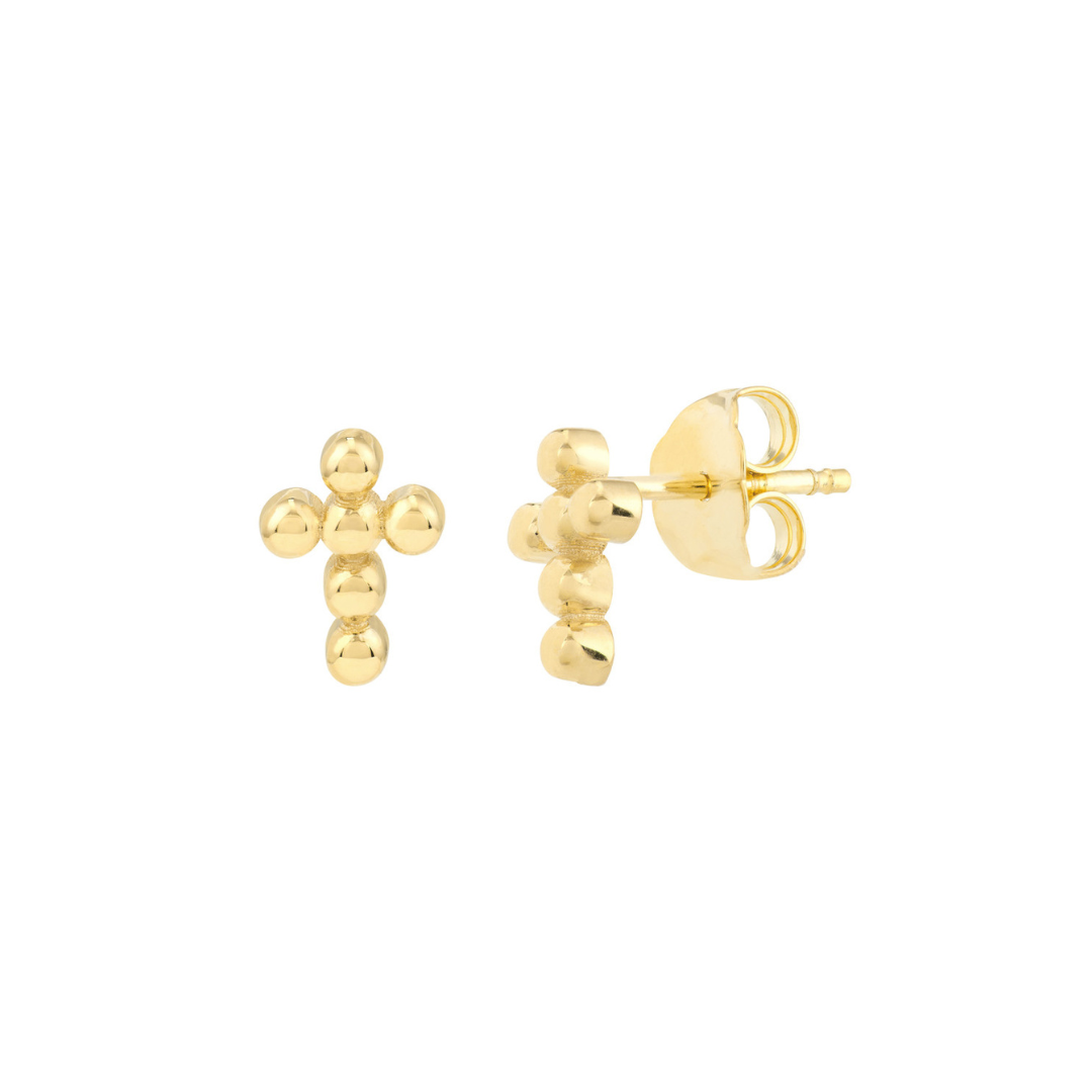 Beaded Cross Stud Earrings