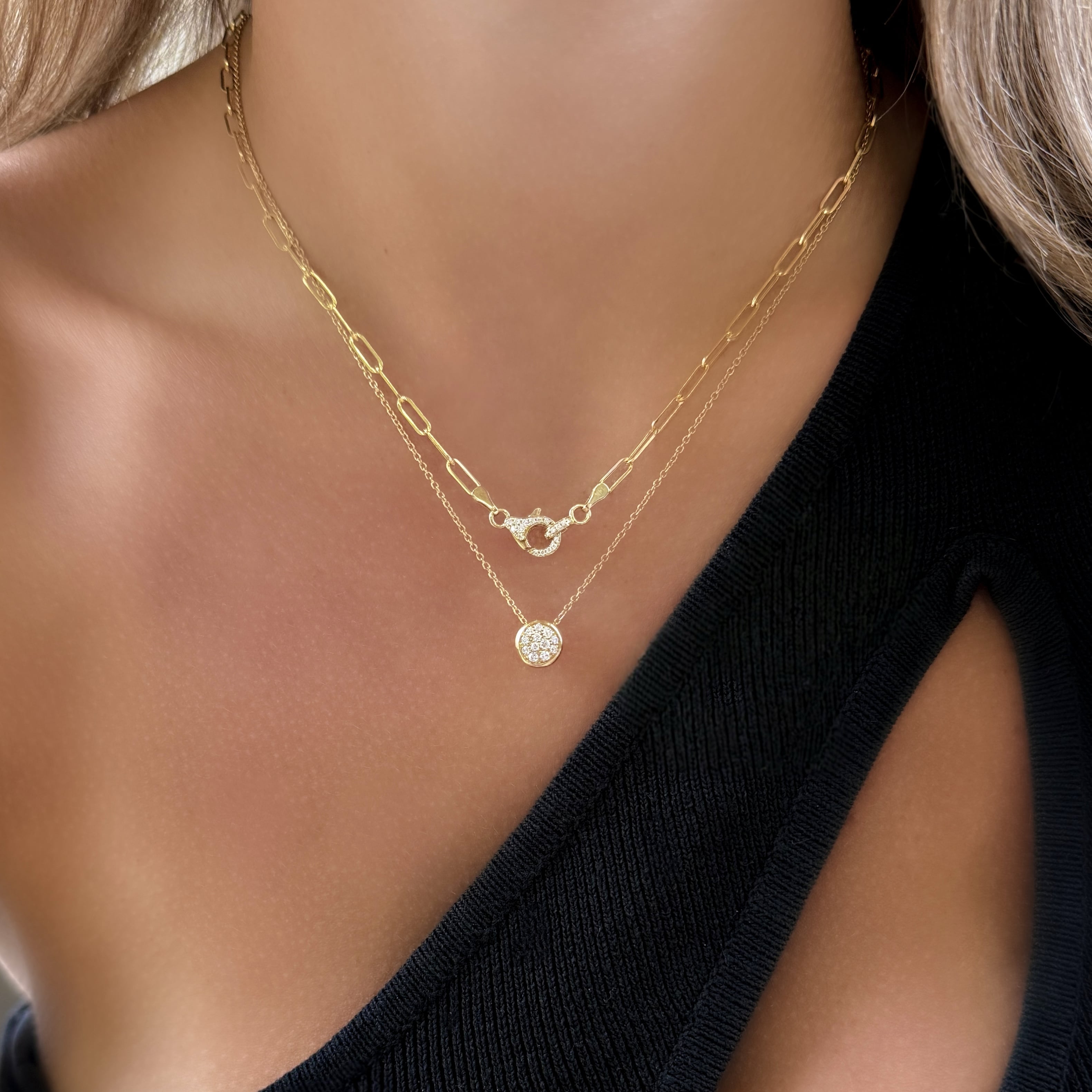 Bezel Set Pave Diamond Necklace
