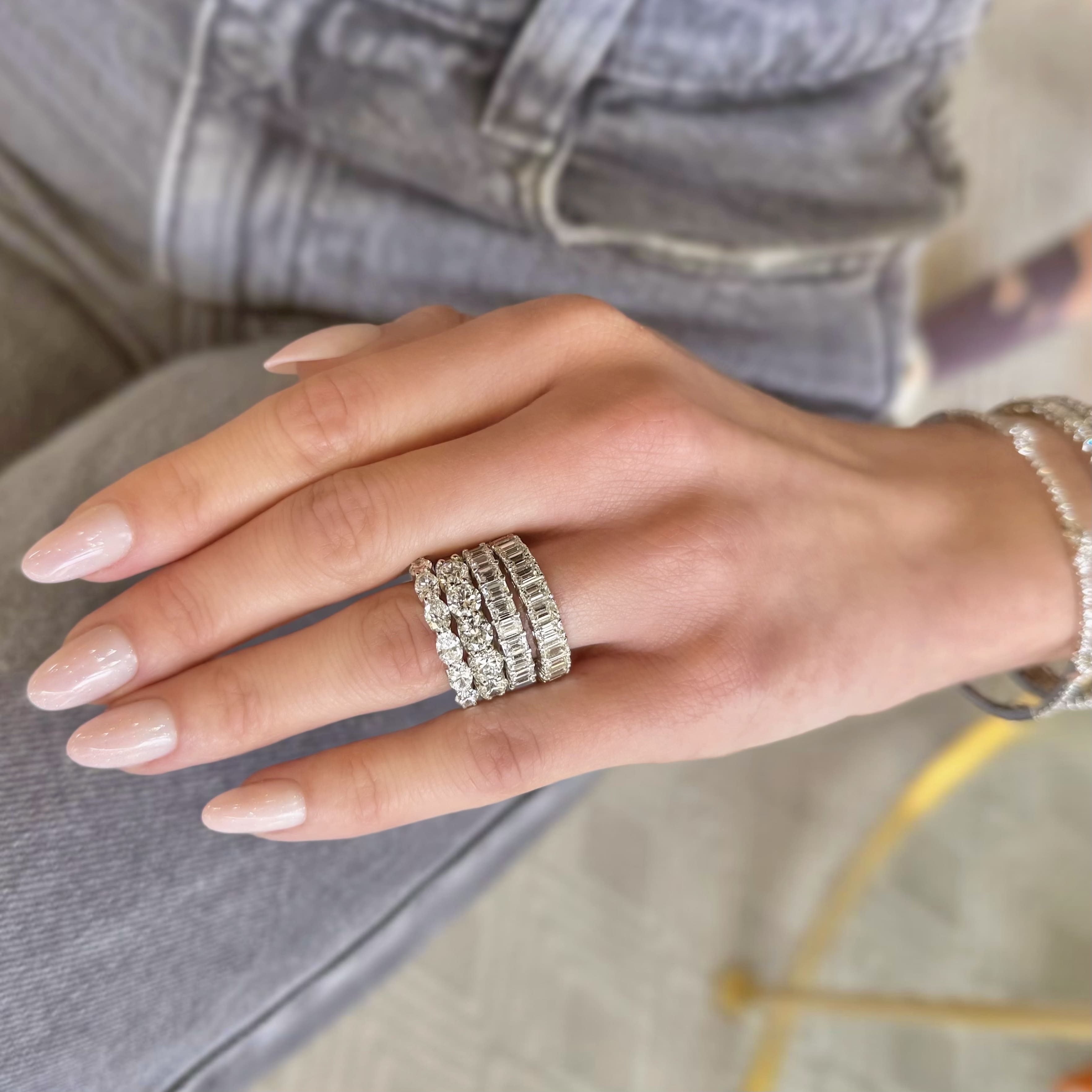 East West Oval Diamond Band