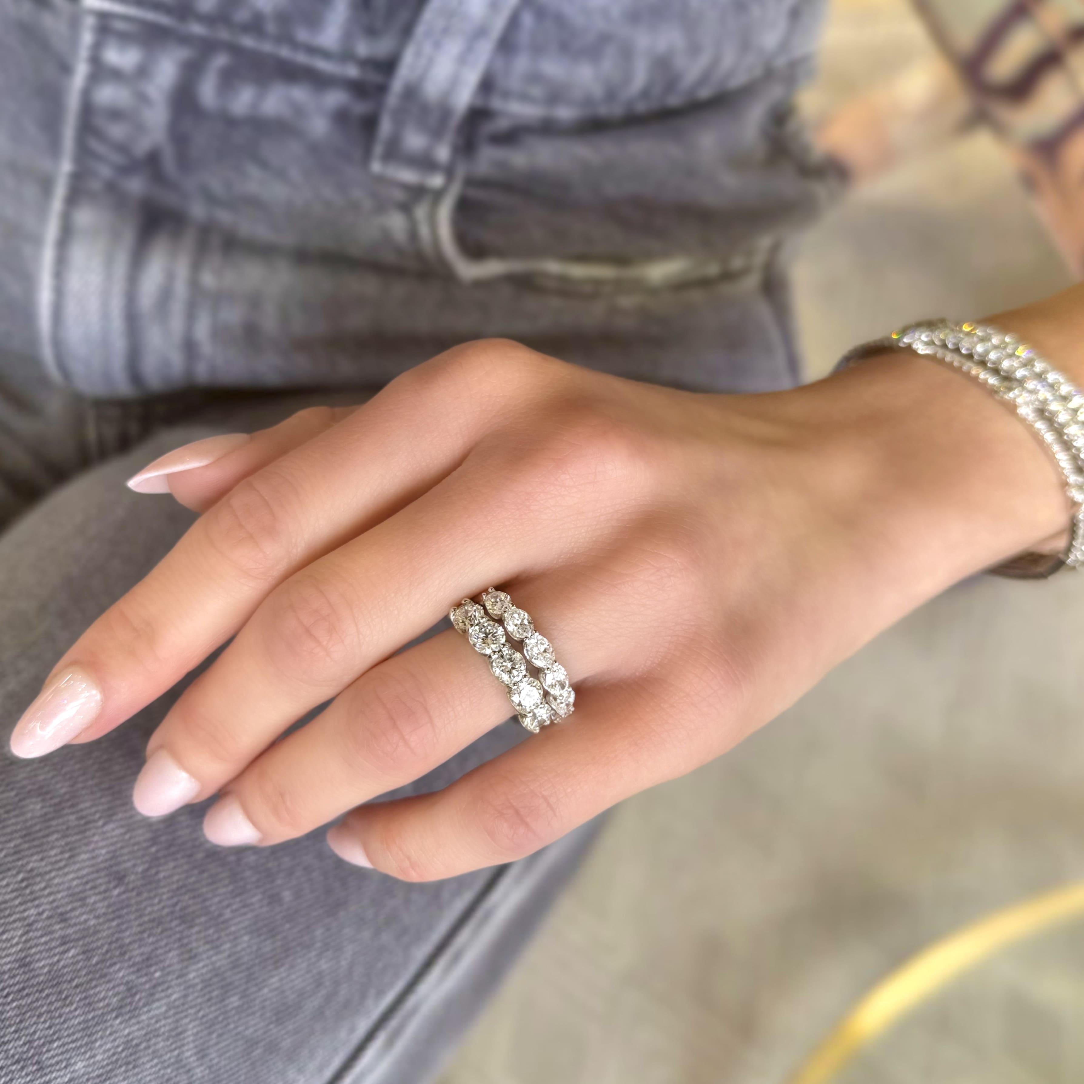 East West Oval Diamond Band