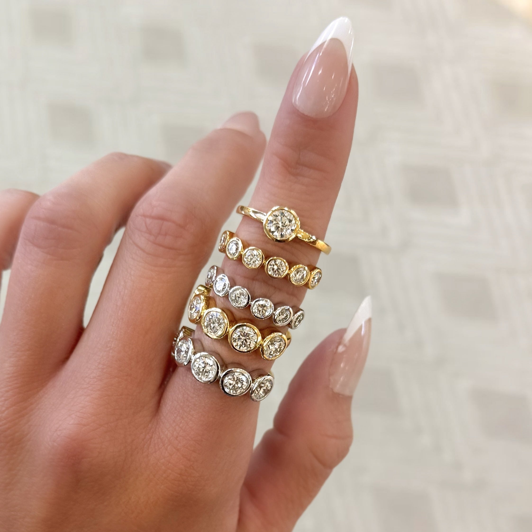 5 Stone Diamond Bezel Band