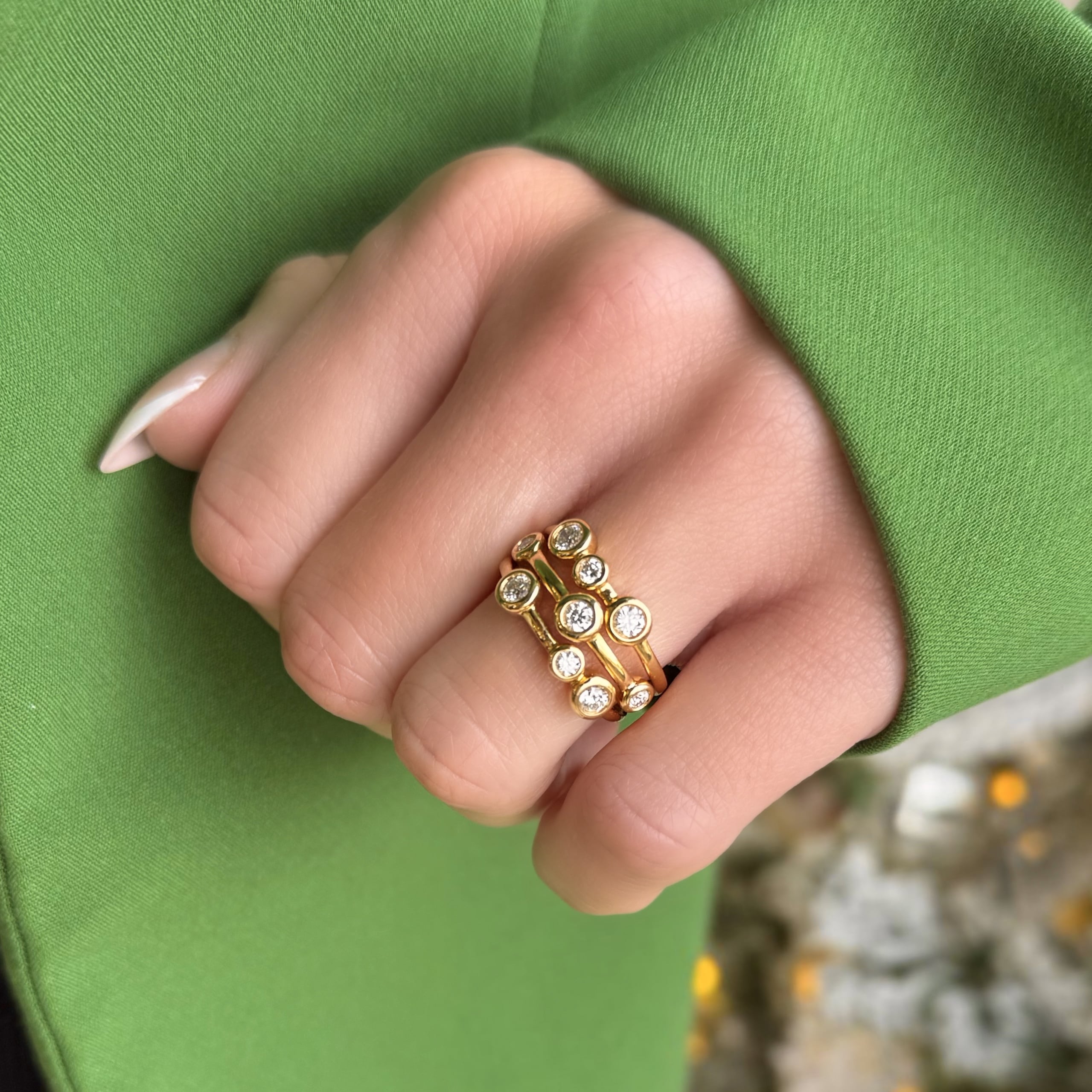 9 Stone Diamond Bezel Ring