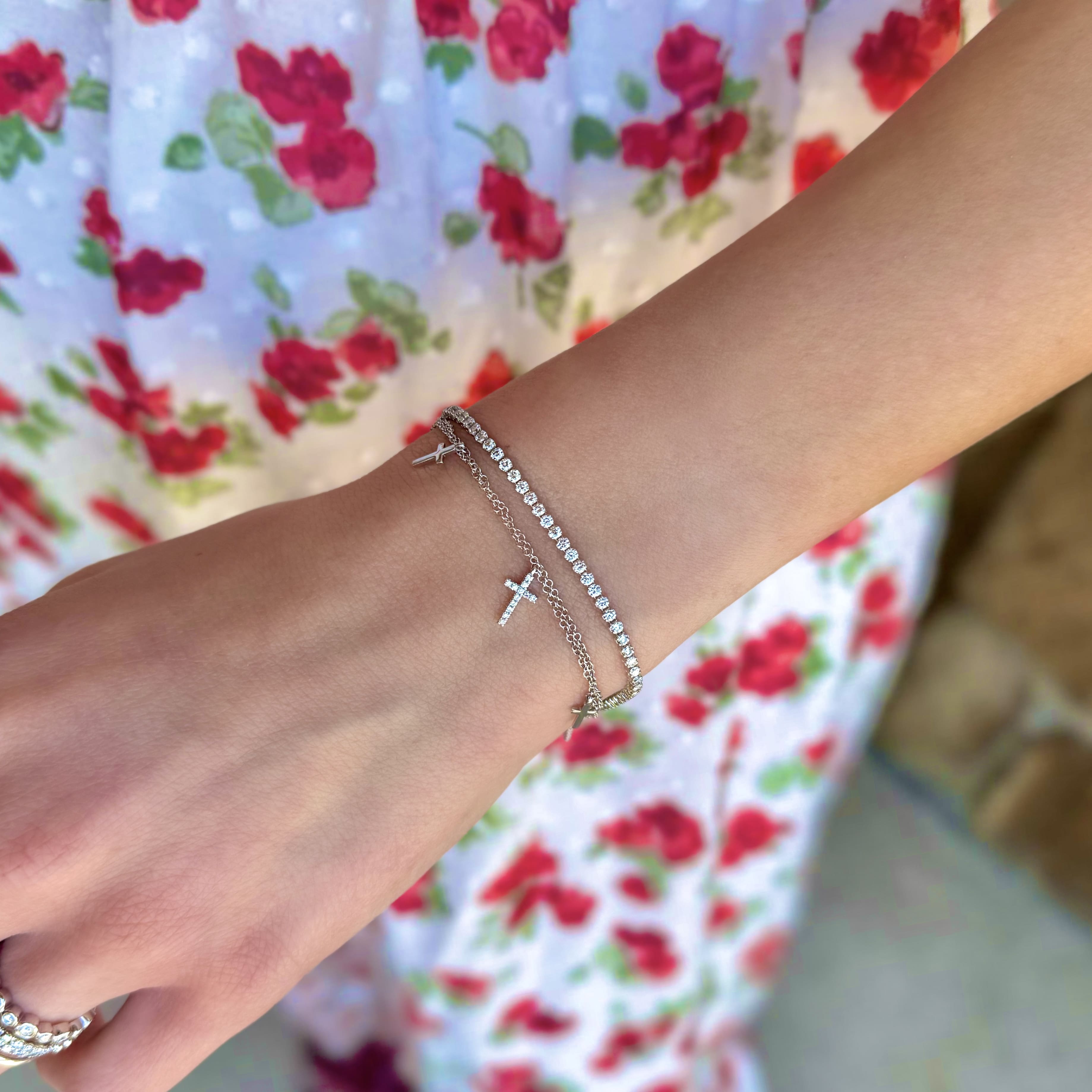 Diamond Cross Charm Bracelet