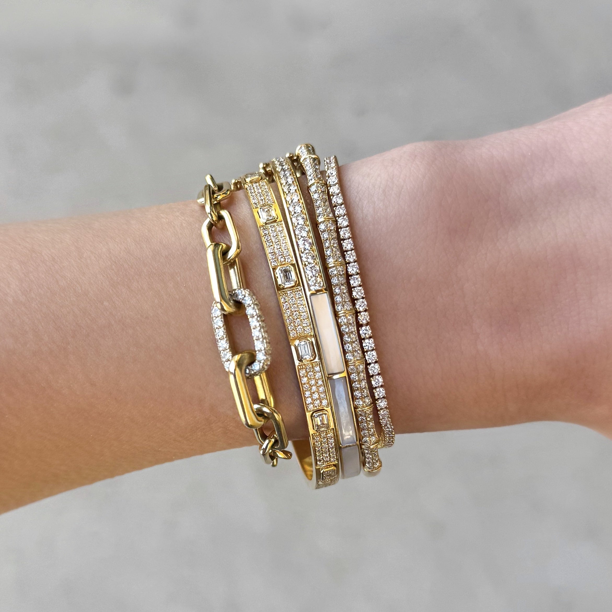 Mother of Pearl and Diamond Bangle