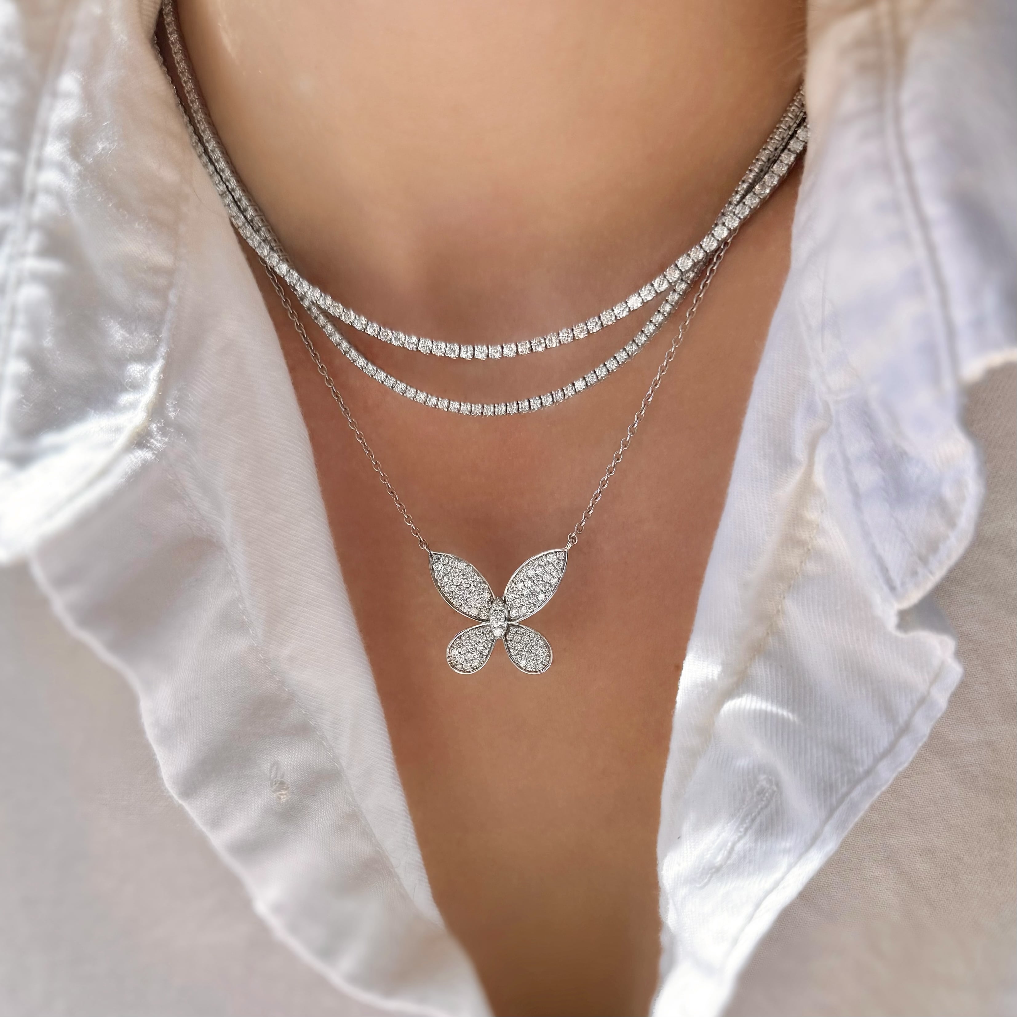 Pave Diamond Butterfly Necklace