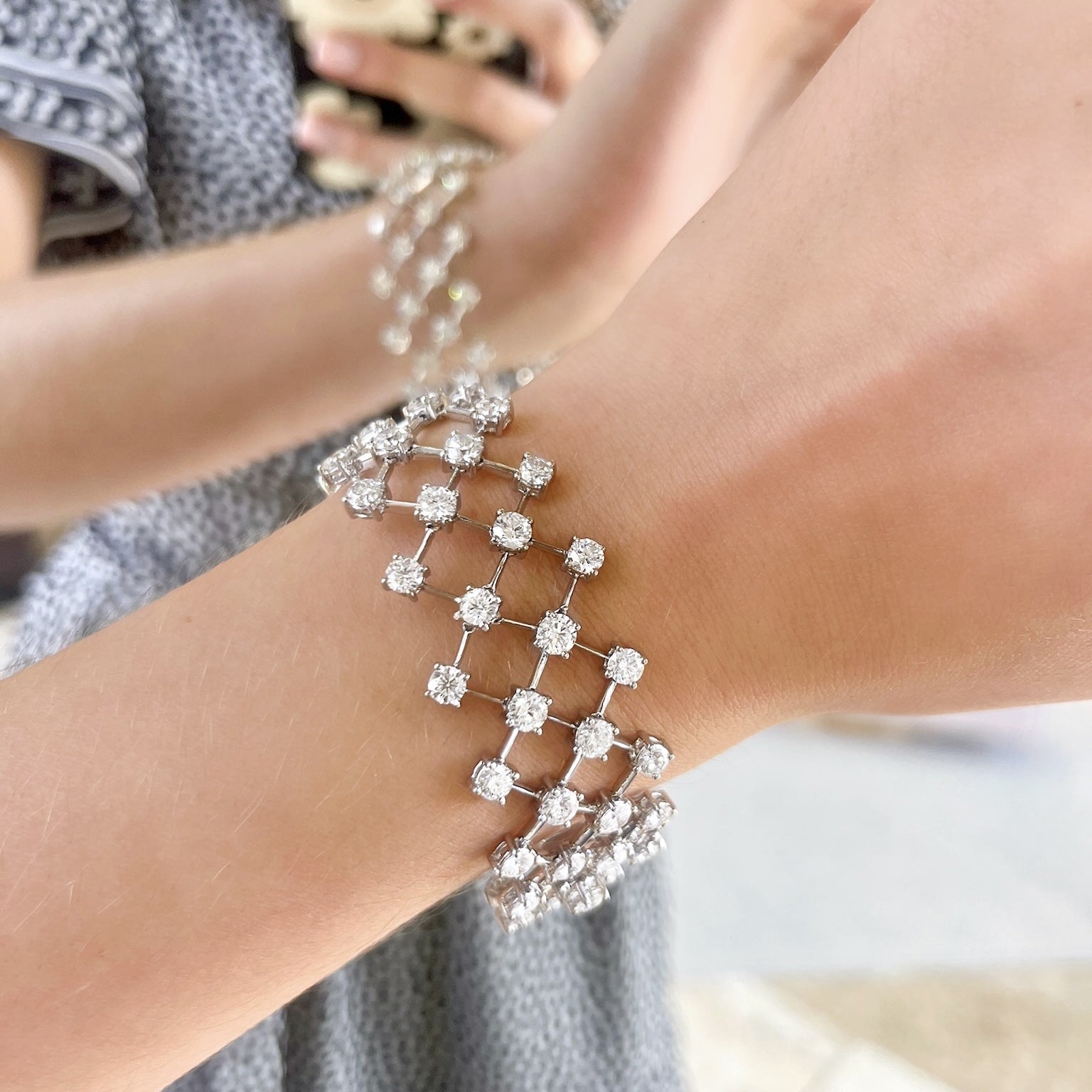 Four Row Diamond Cage Bracelet