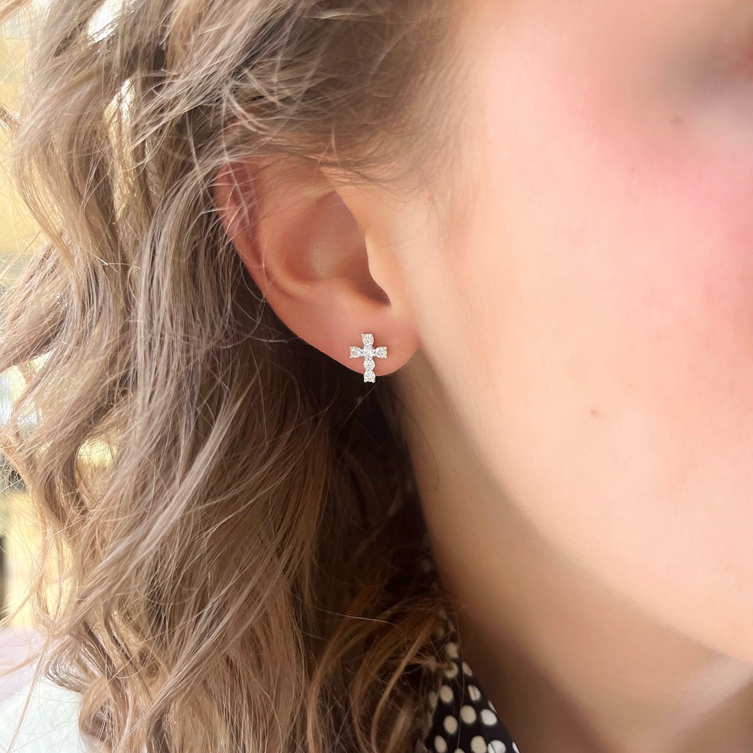Diamond Cross Earrings