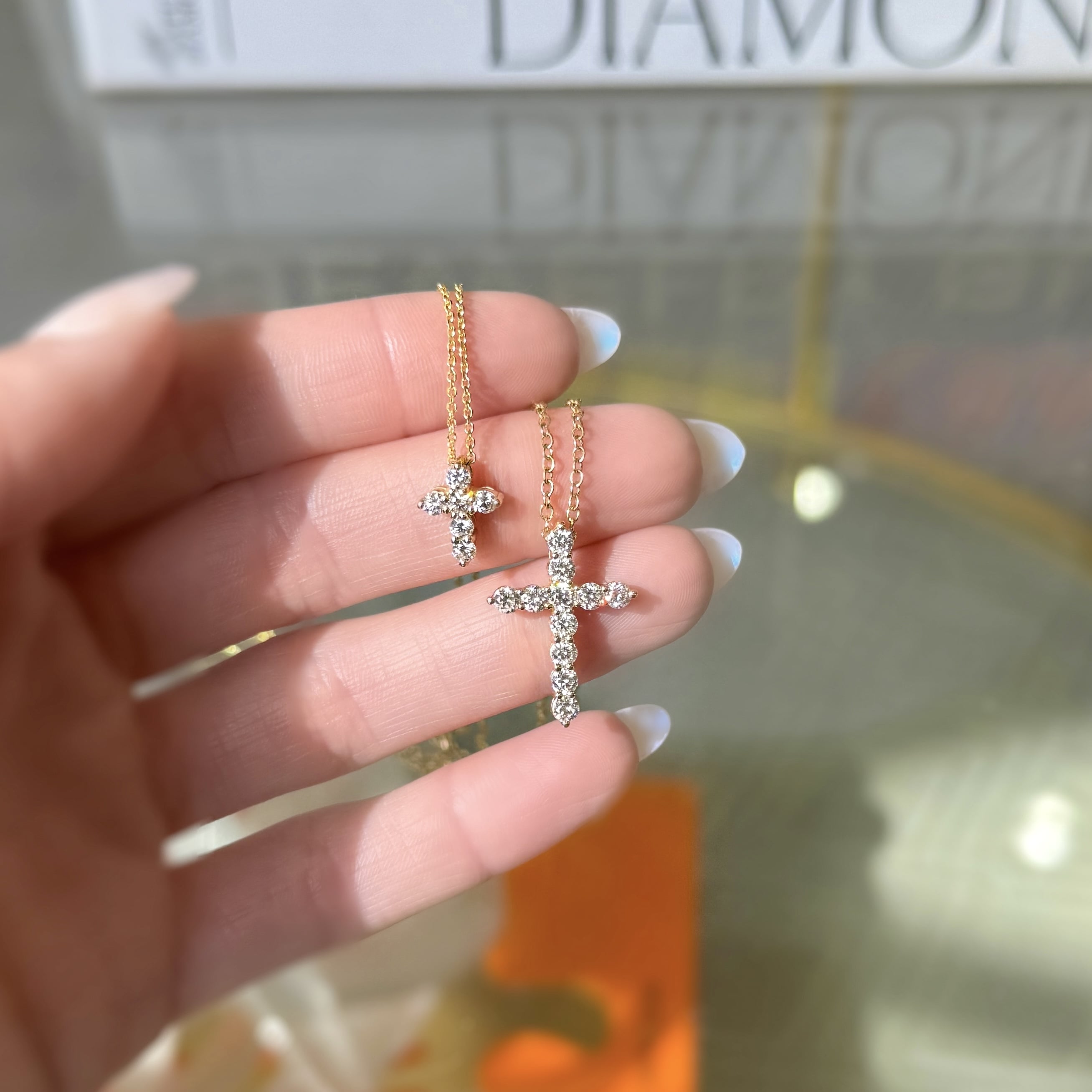 Round Diamond Cross Necklace
