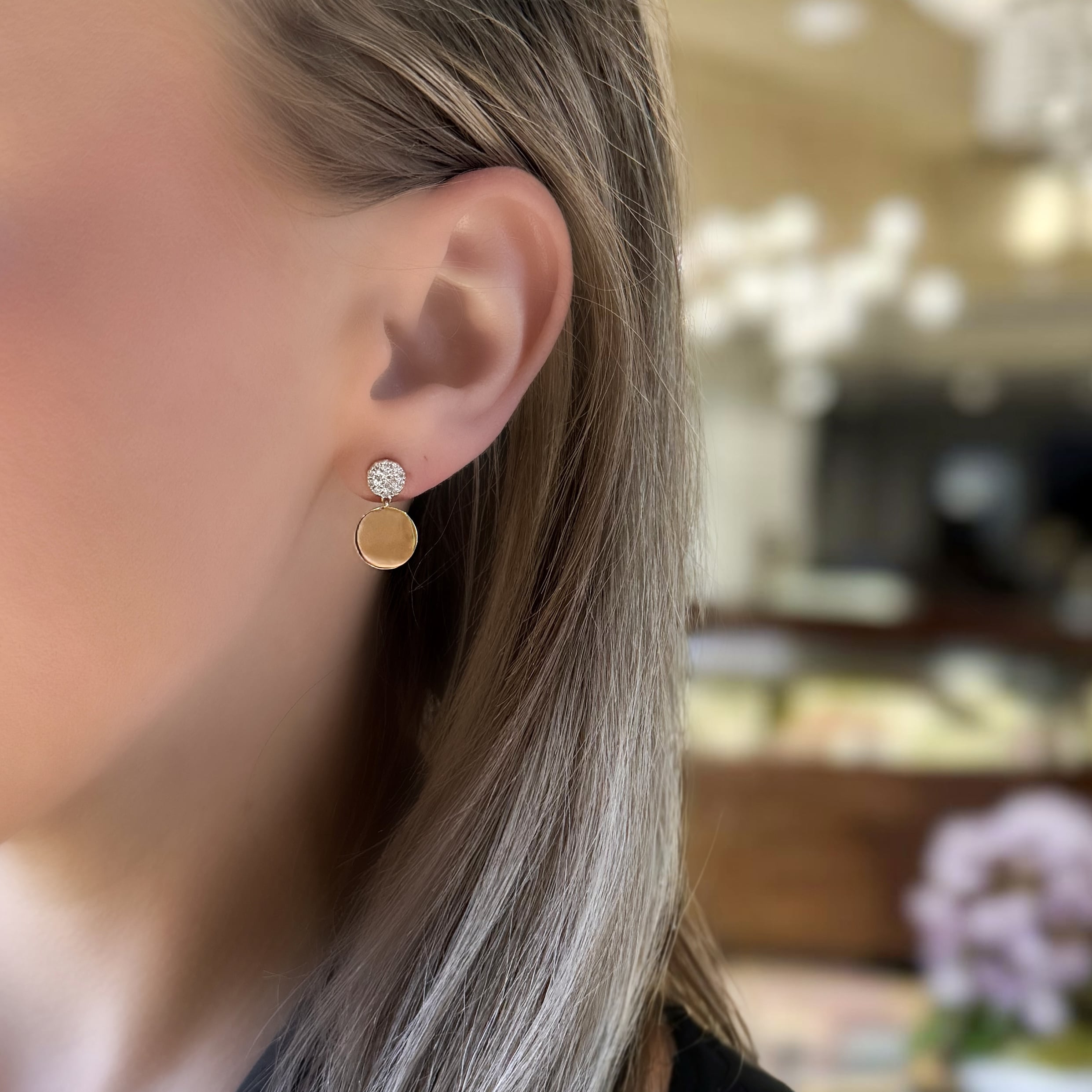 Pave Diamond Disc Earrings
