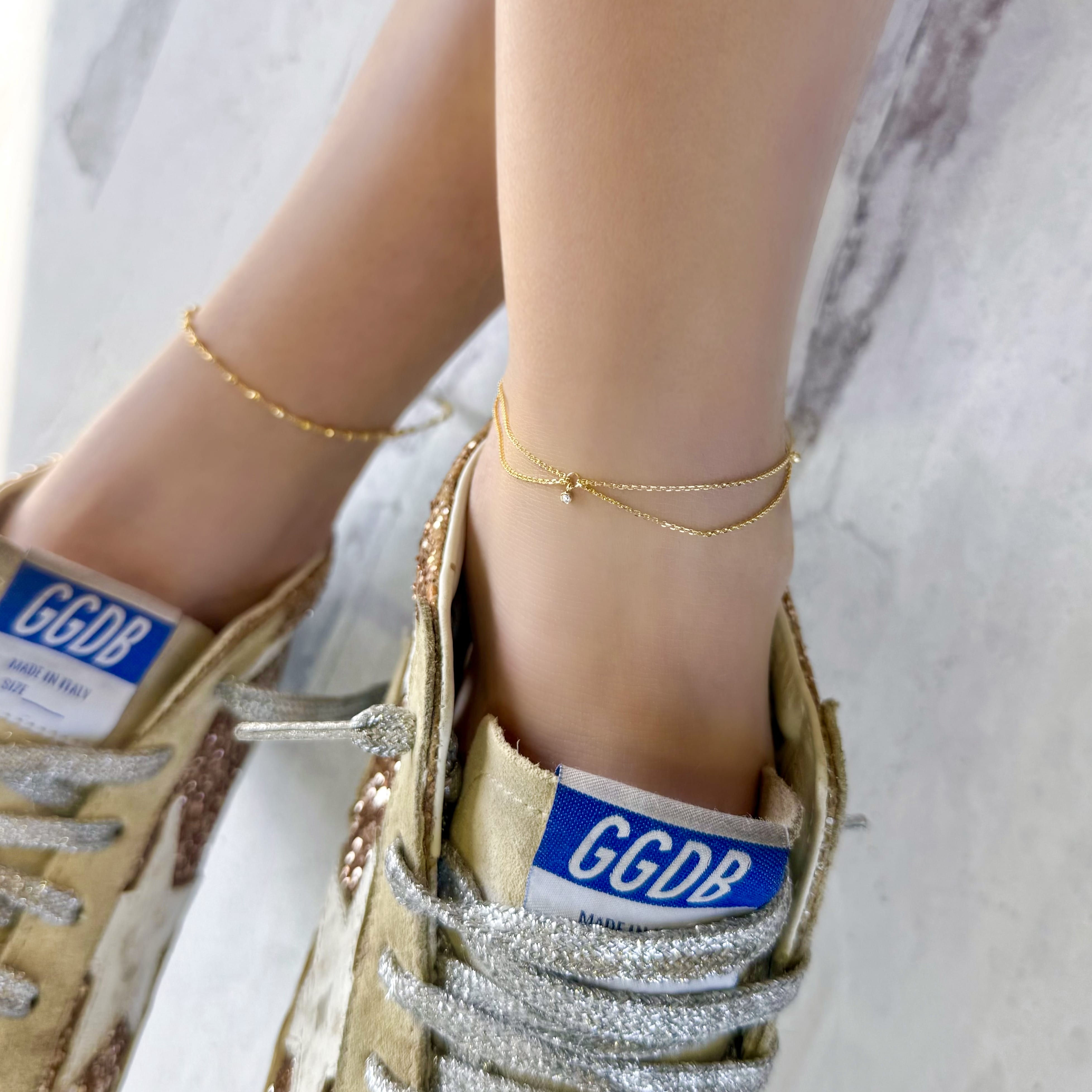 Draped Diamond Chain Anklet