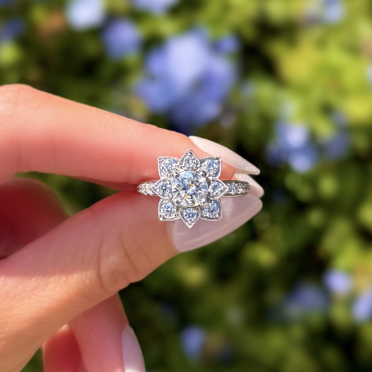 Diamond Flower Statement Ring