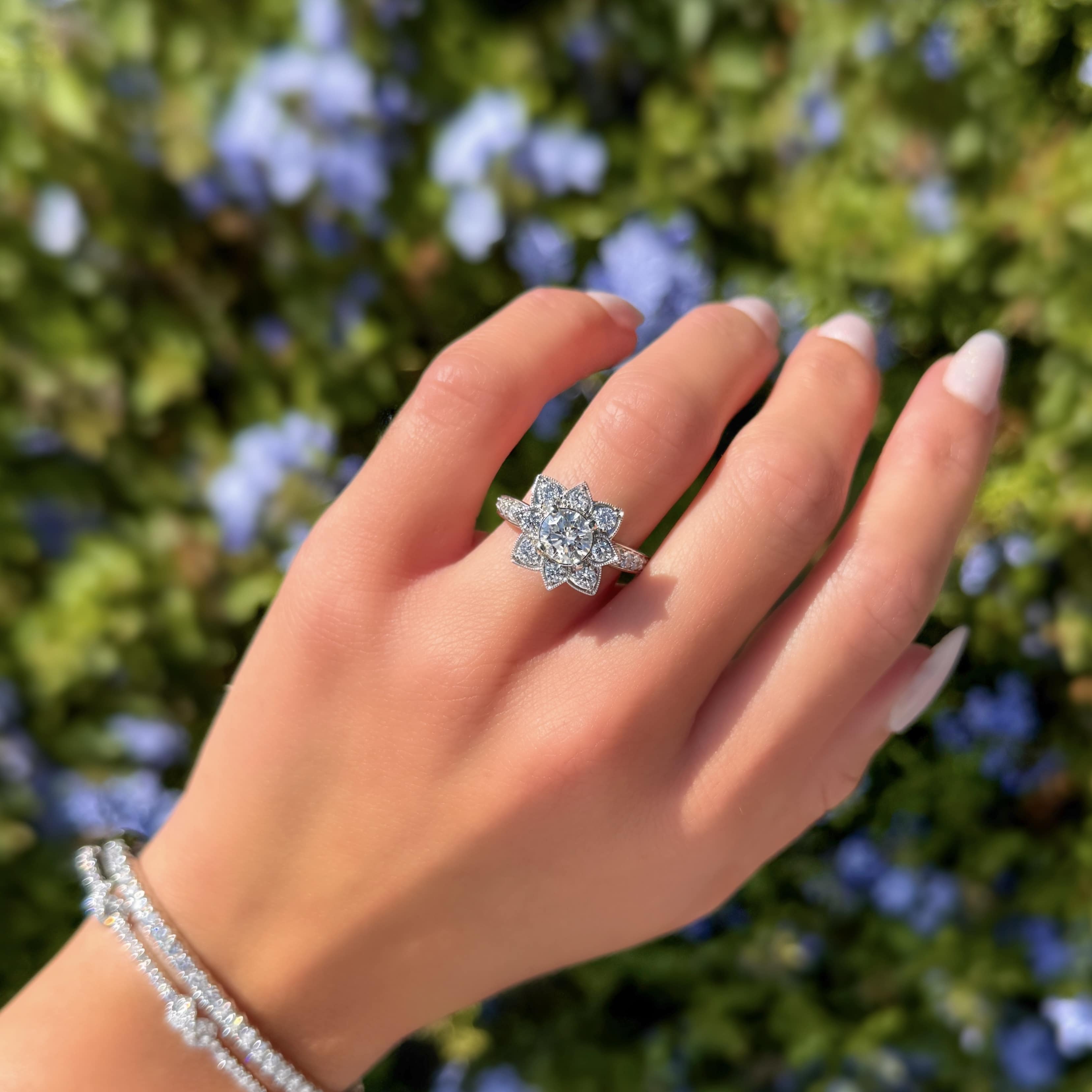 Diamond Flower Statement Ring