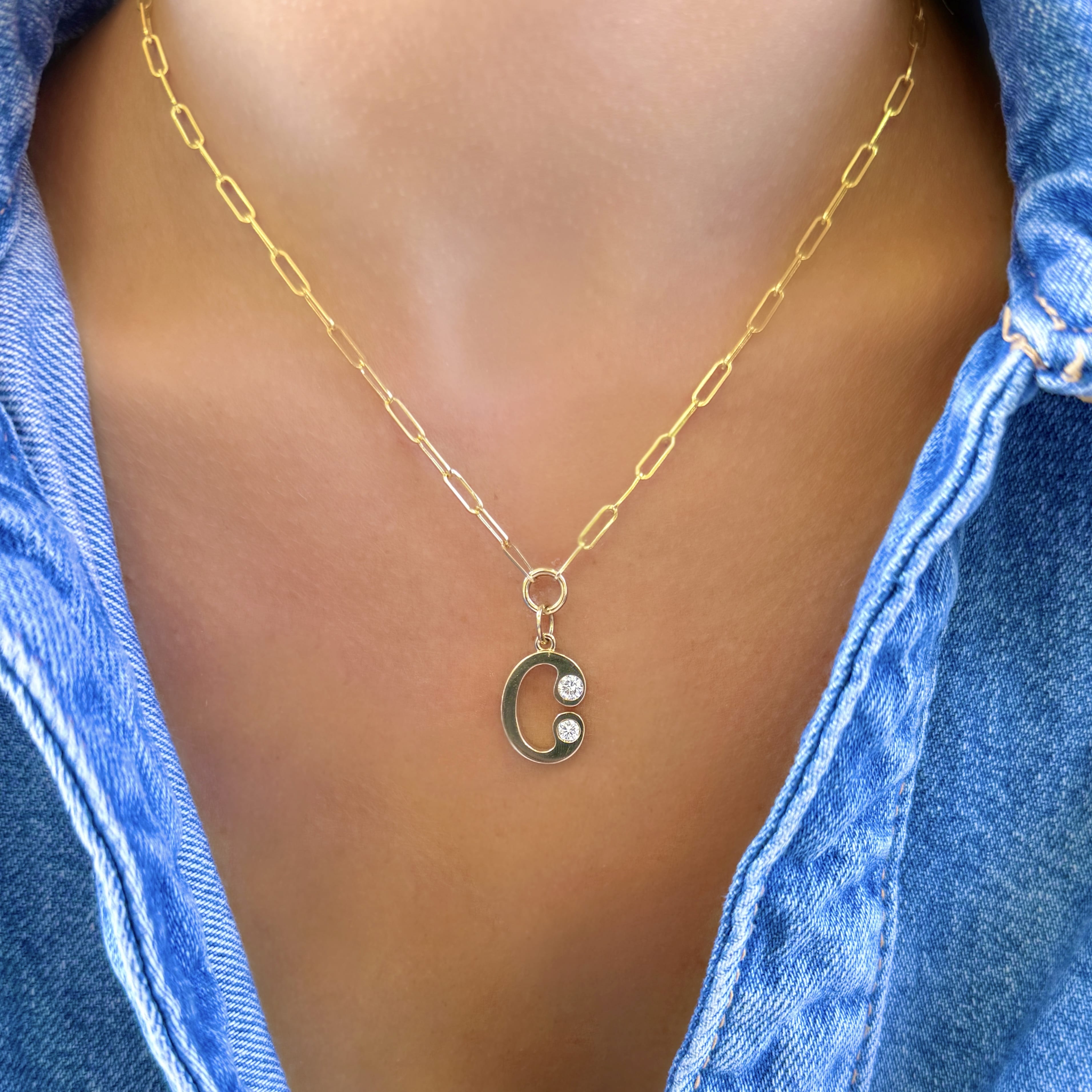 Diamond Bubble Initial Necklace