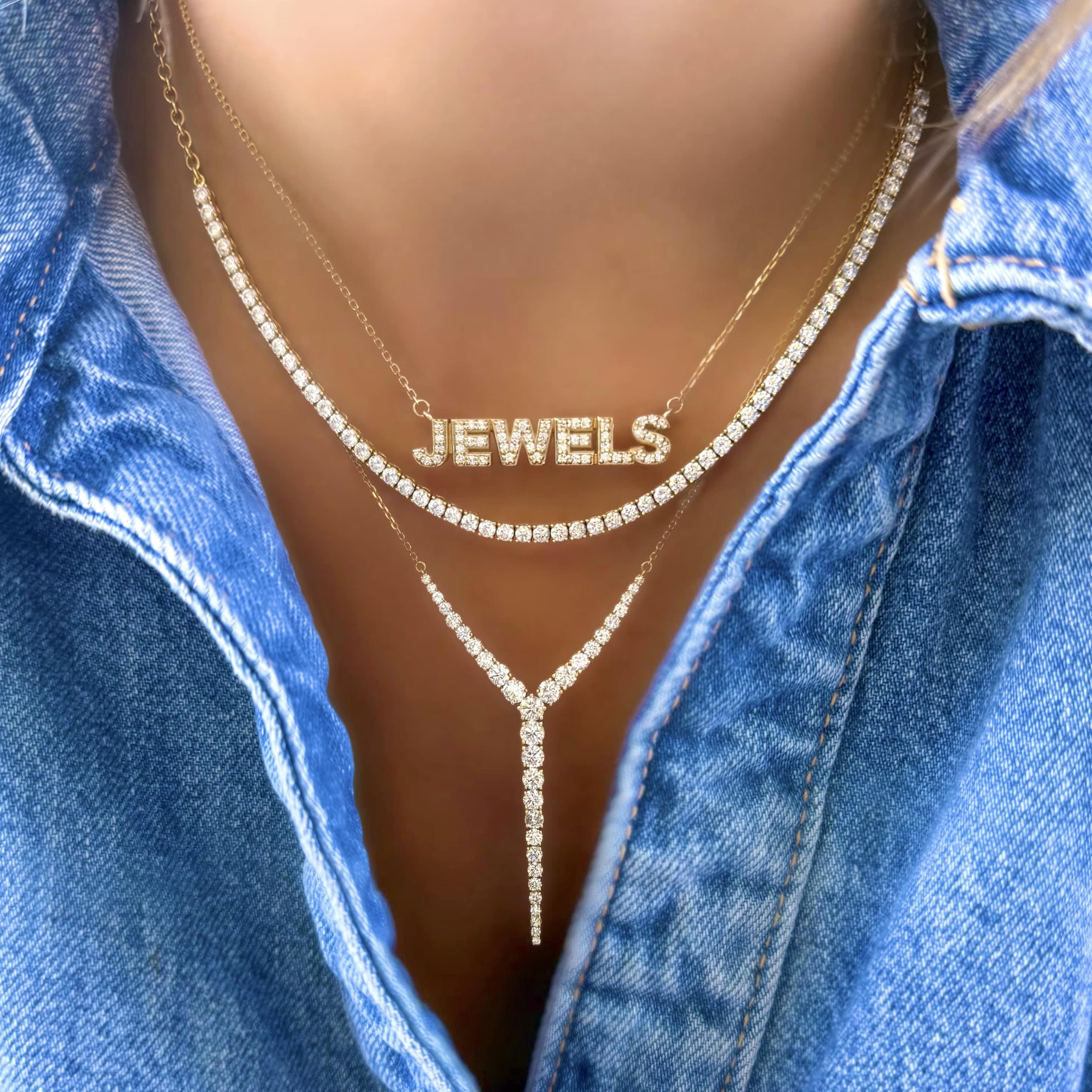 Graduating Diamond Y-Shape Necklace