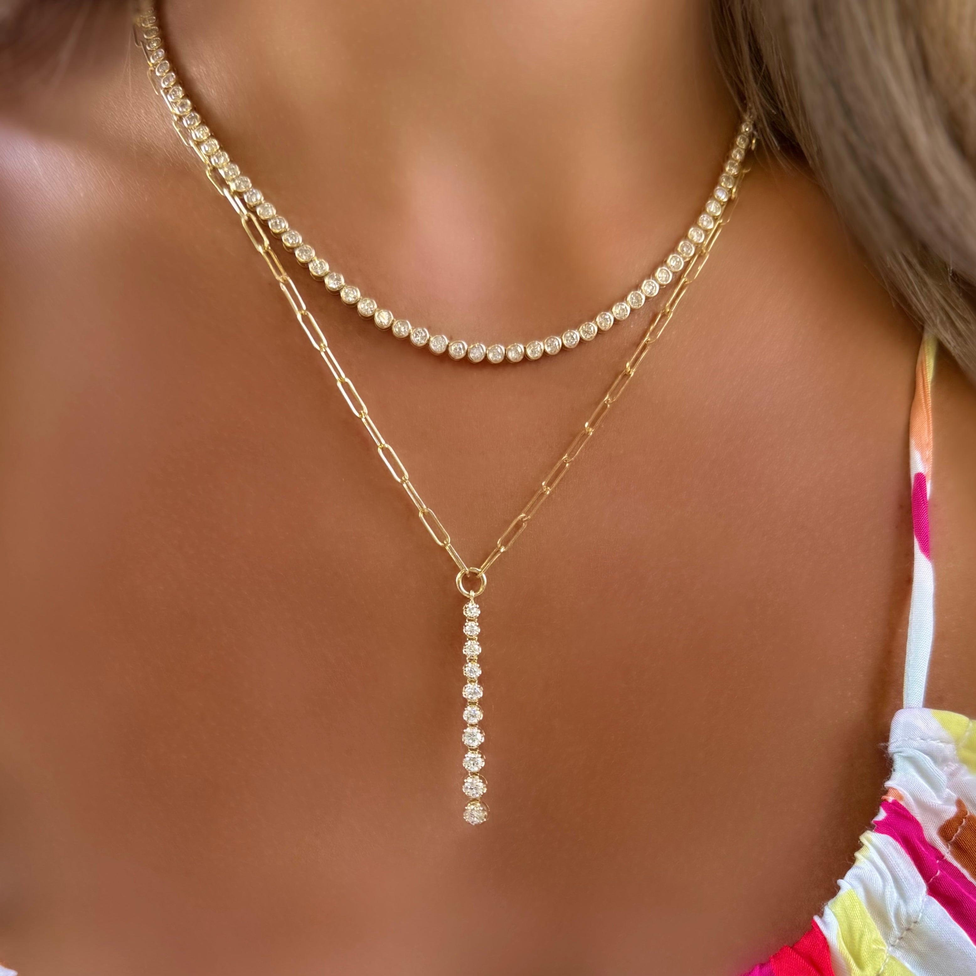 Bezel Set Diamond Tennis Necklace