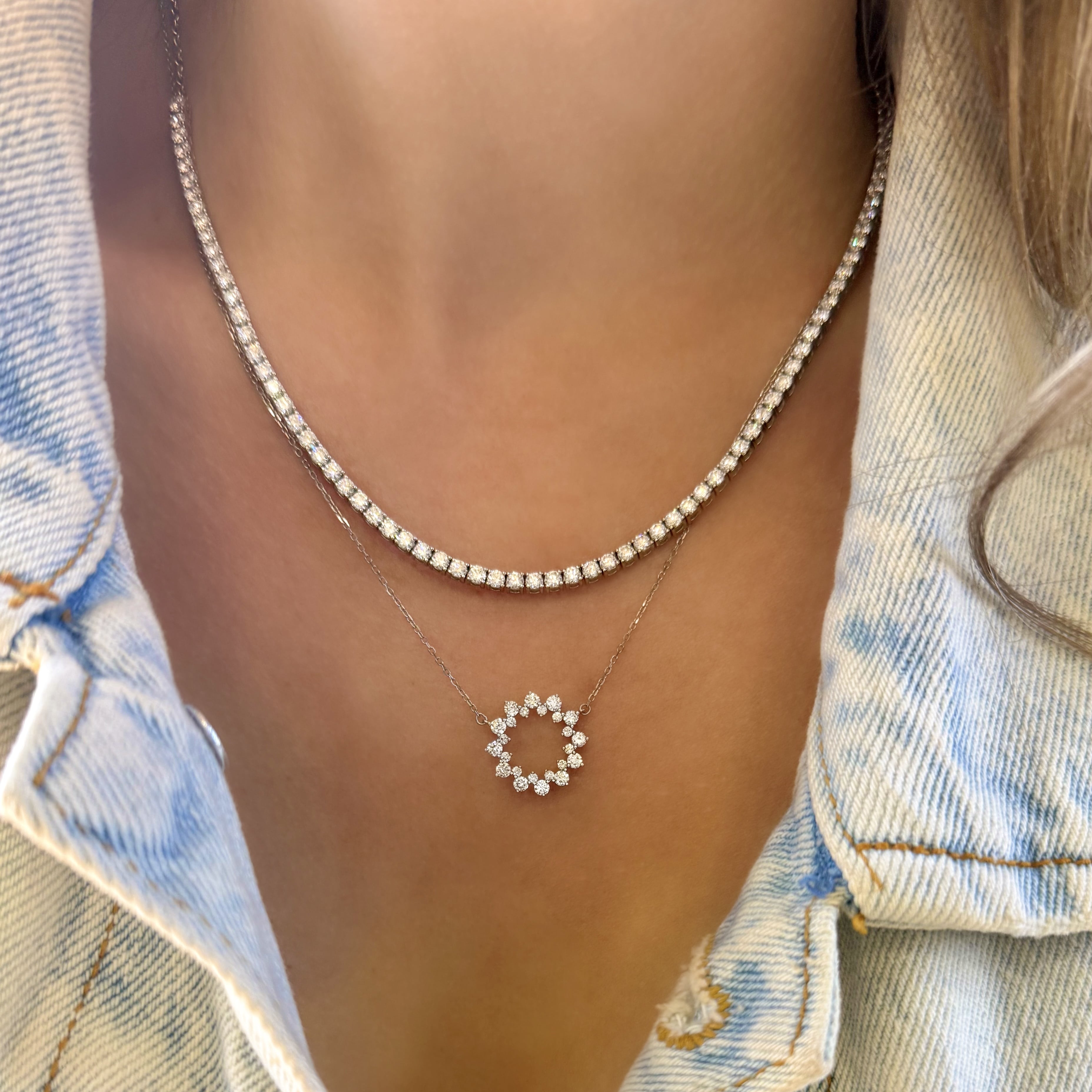 Open Diamond Halo Necklace