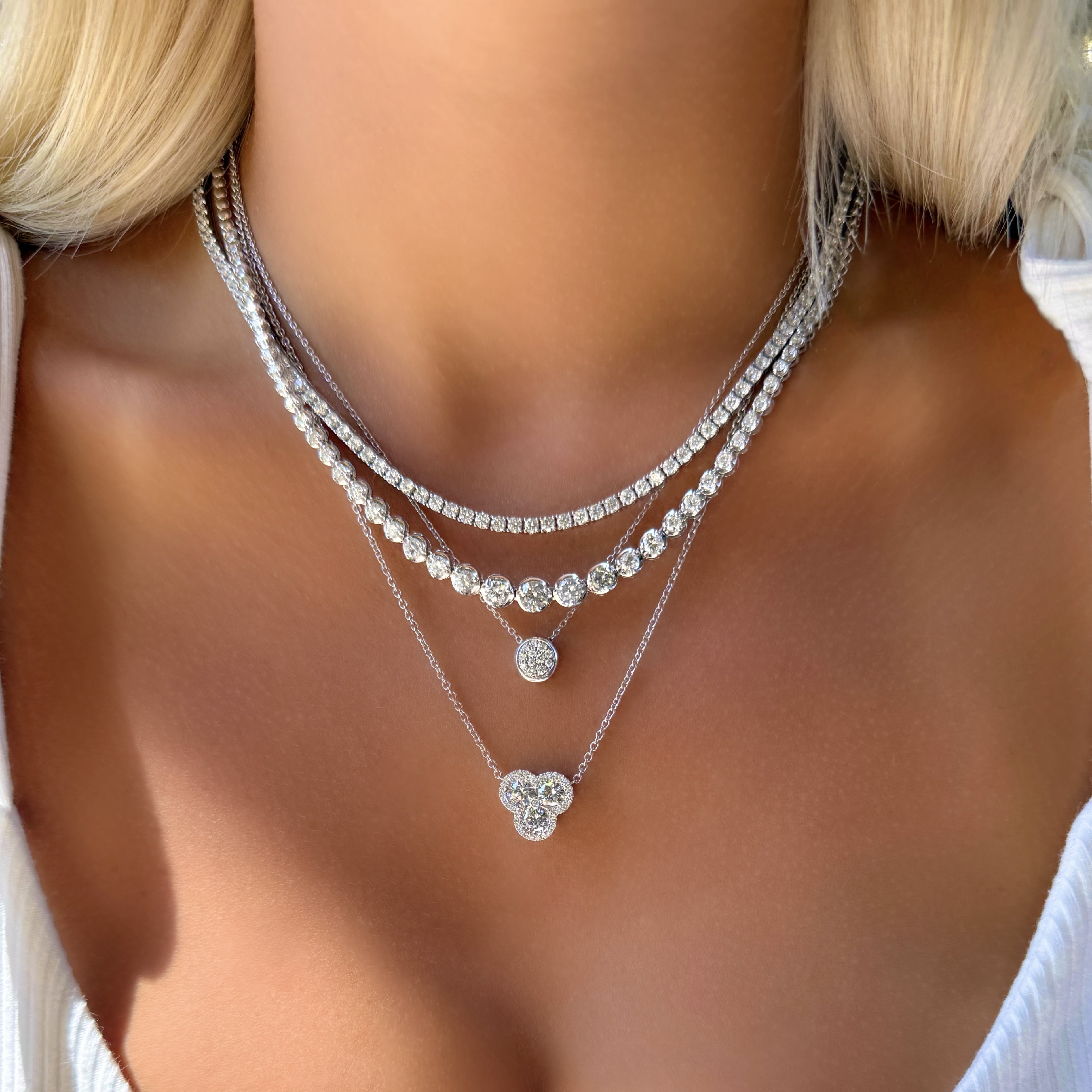 Bezel Set Pave Diamond Necklace