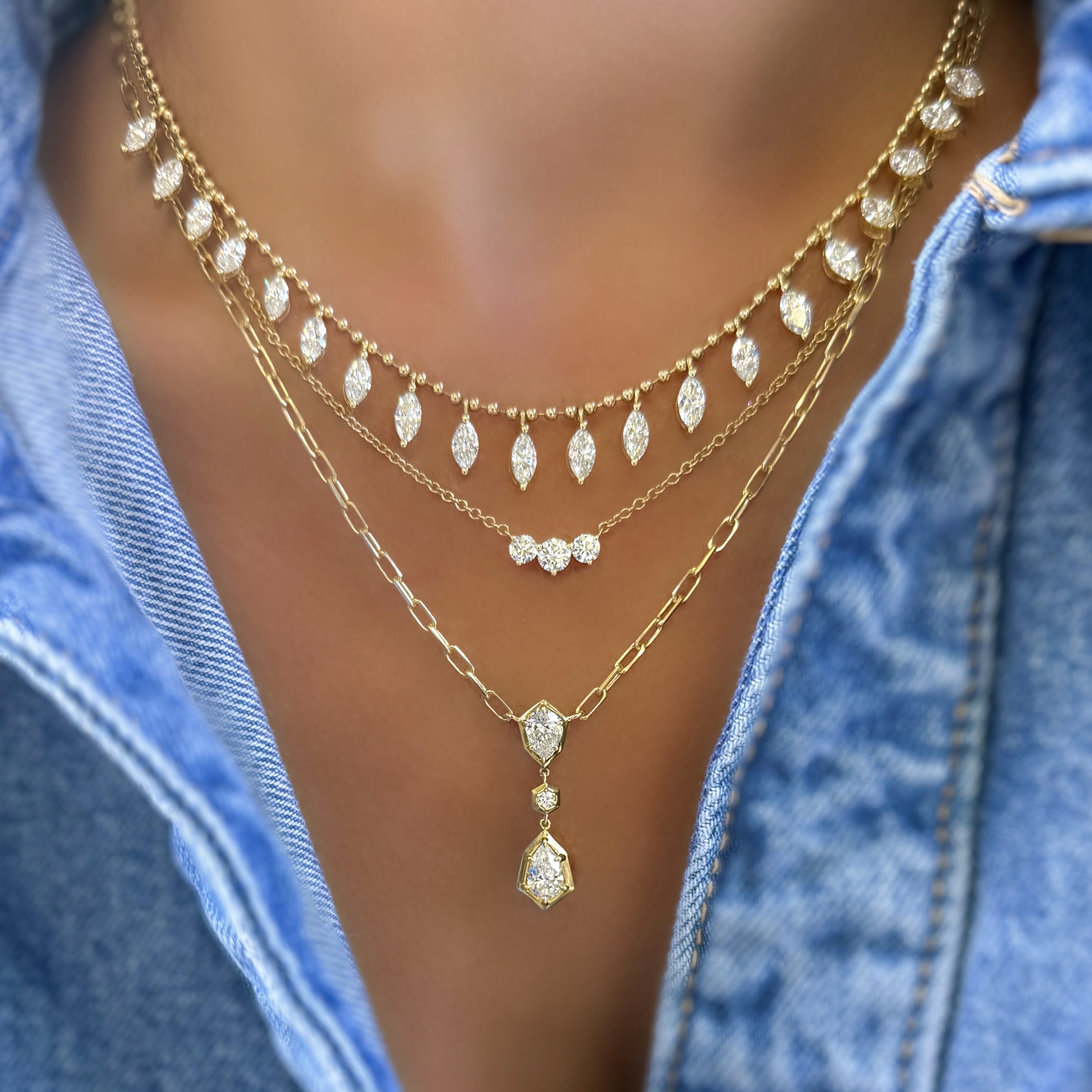 3 Stone Diamond Necklace