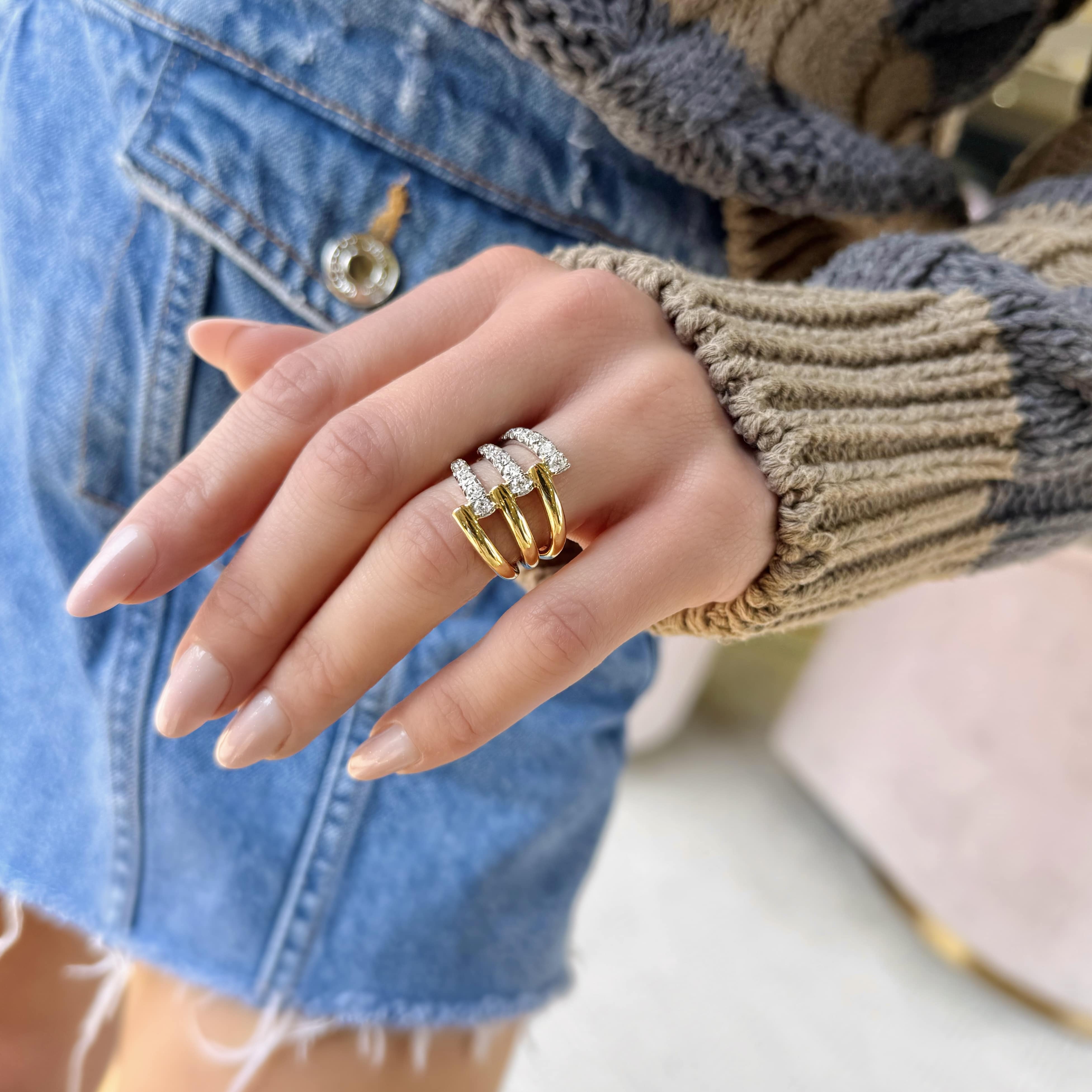 Two Tone Diamond Statement Ring