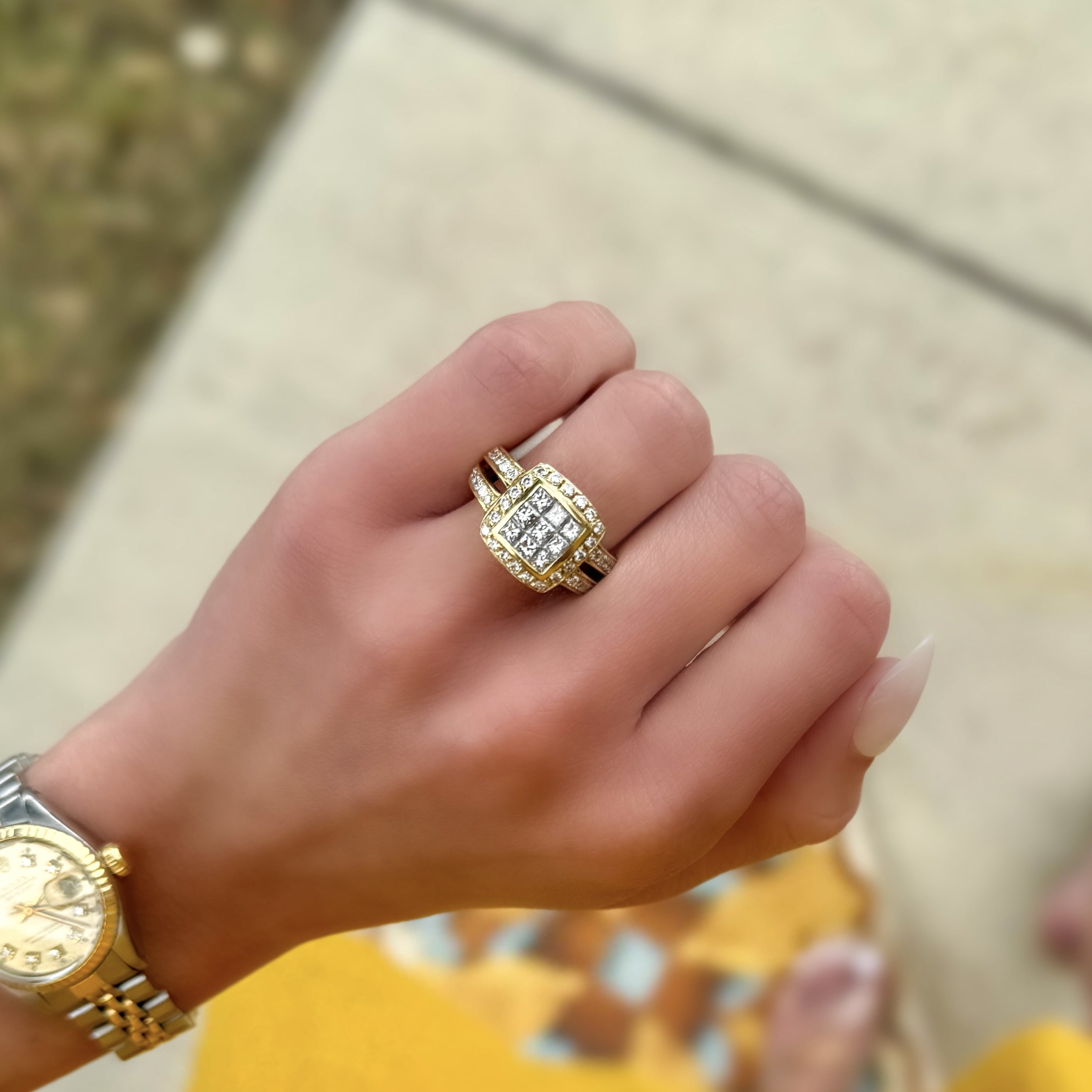 Princess Cut Diamond Cluster Ring