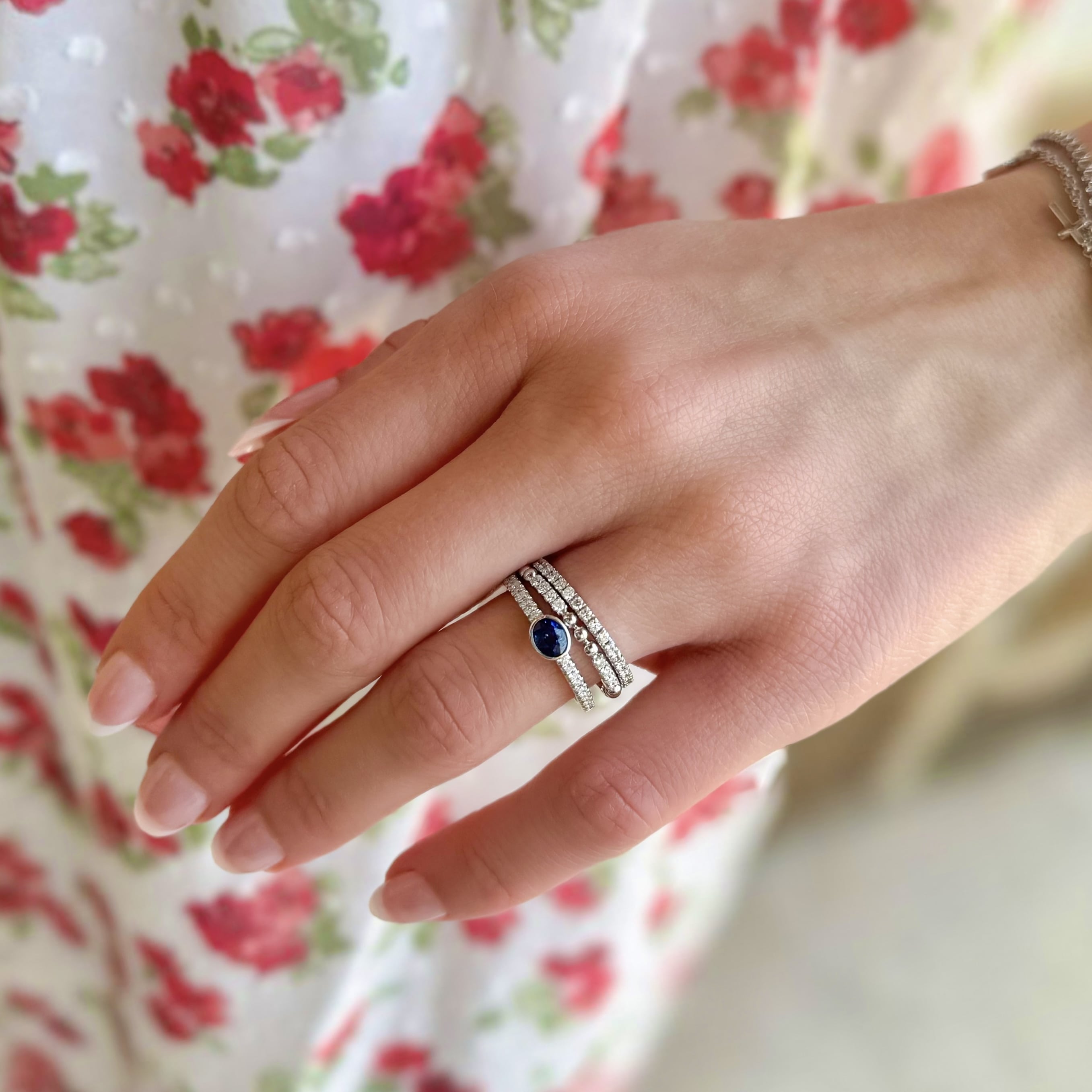 Bezel Set Sapphire and Diamond Ring