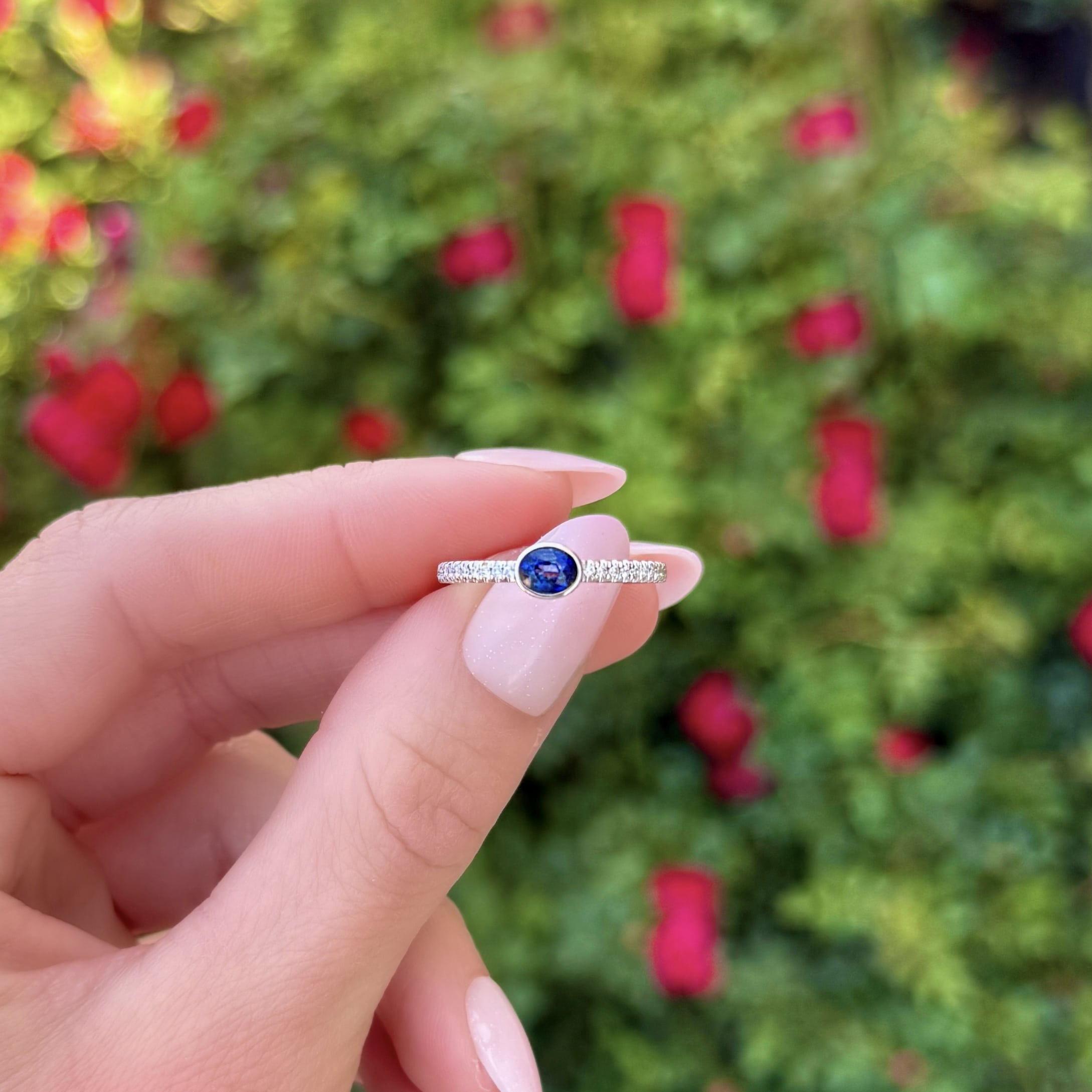 Bezel Set Sapphire and Diamond Ring