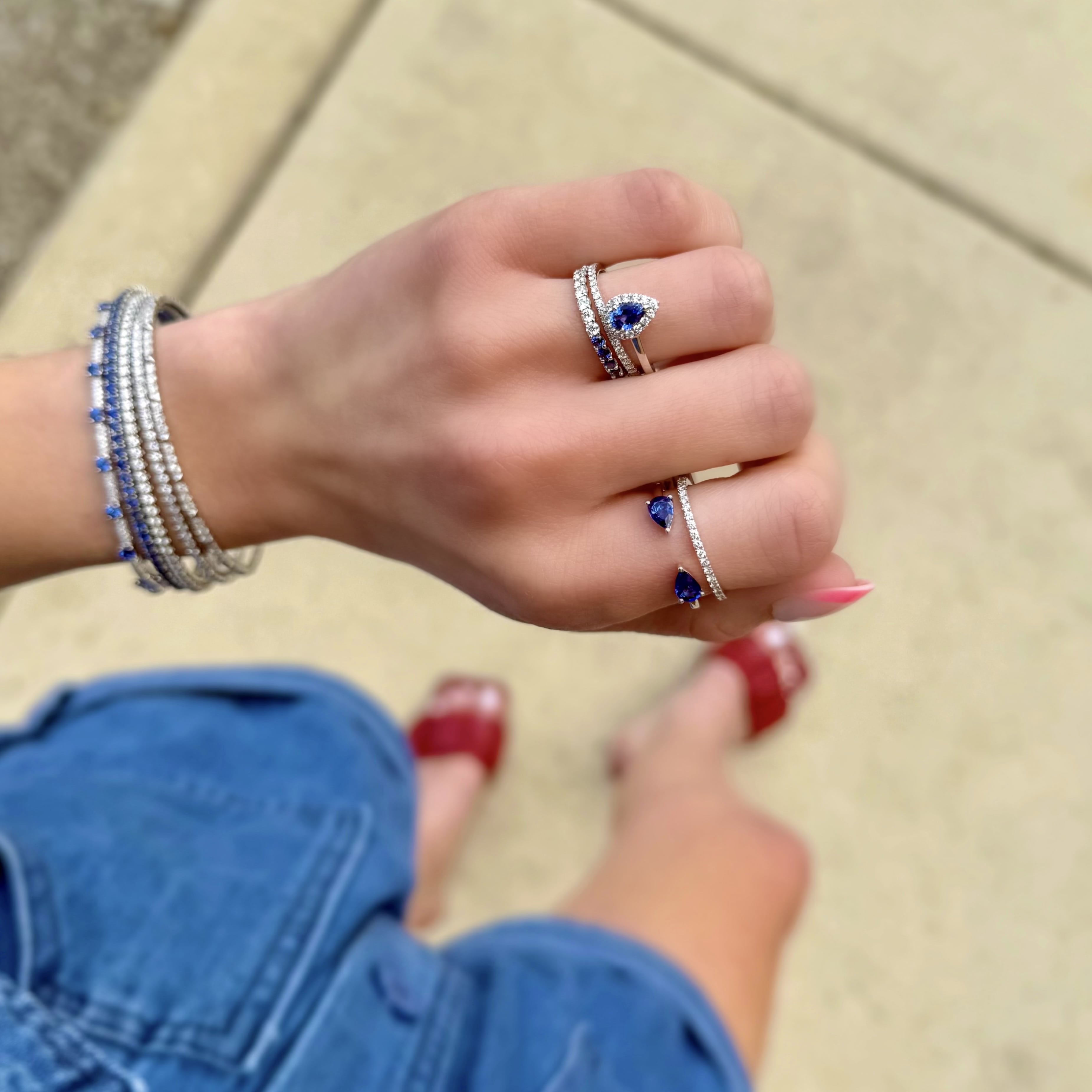 Pear Sapphire and Diamond Wrap Ring