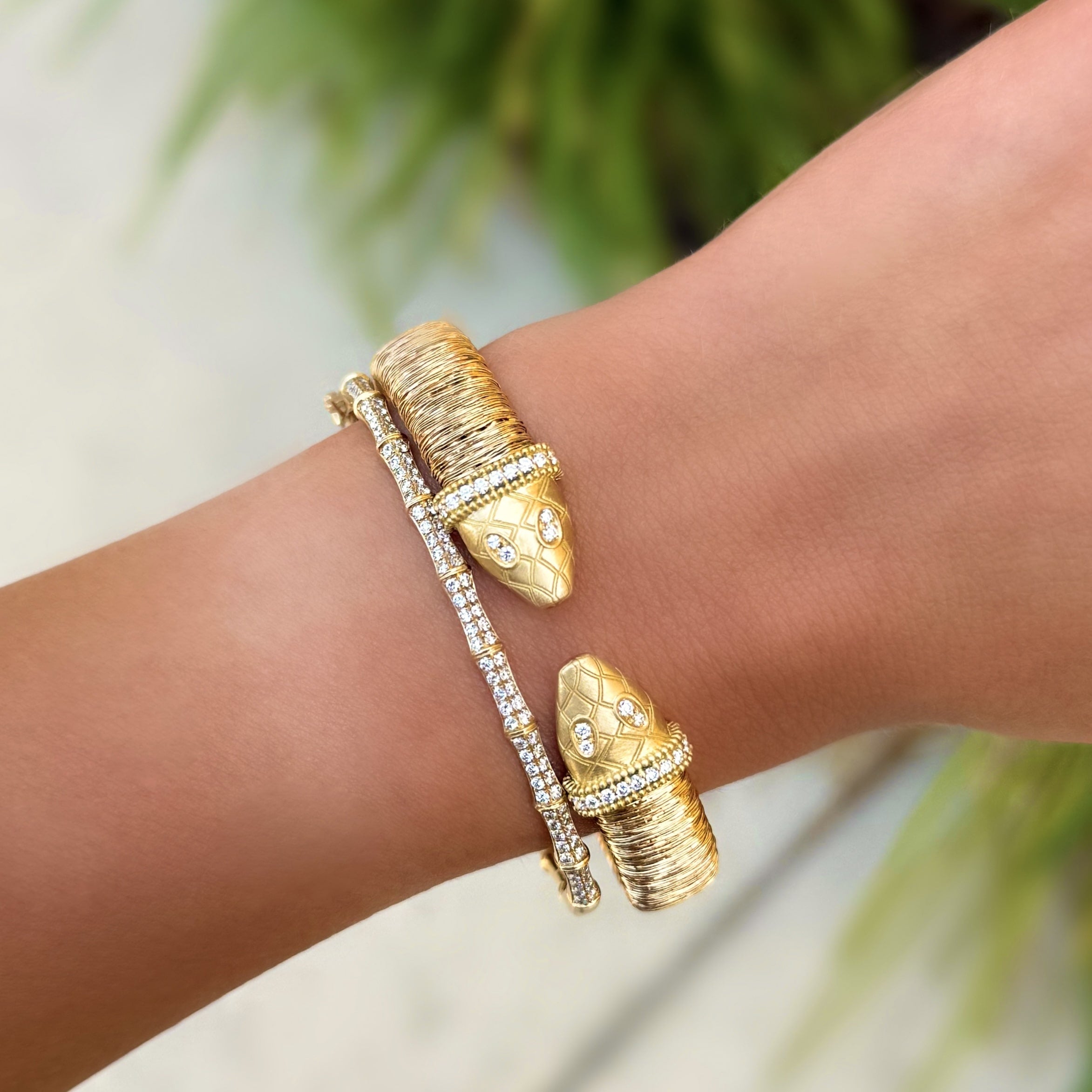 Pave Diamond Bamboo Bangle