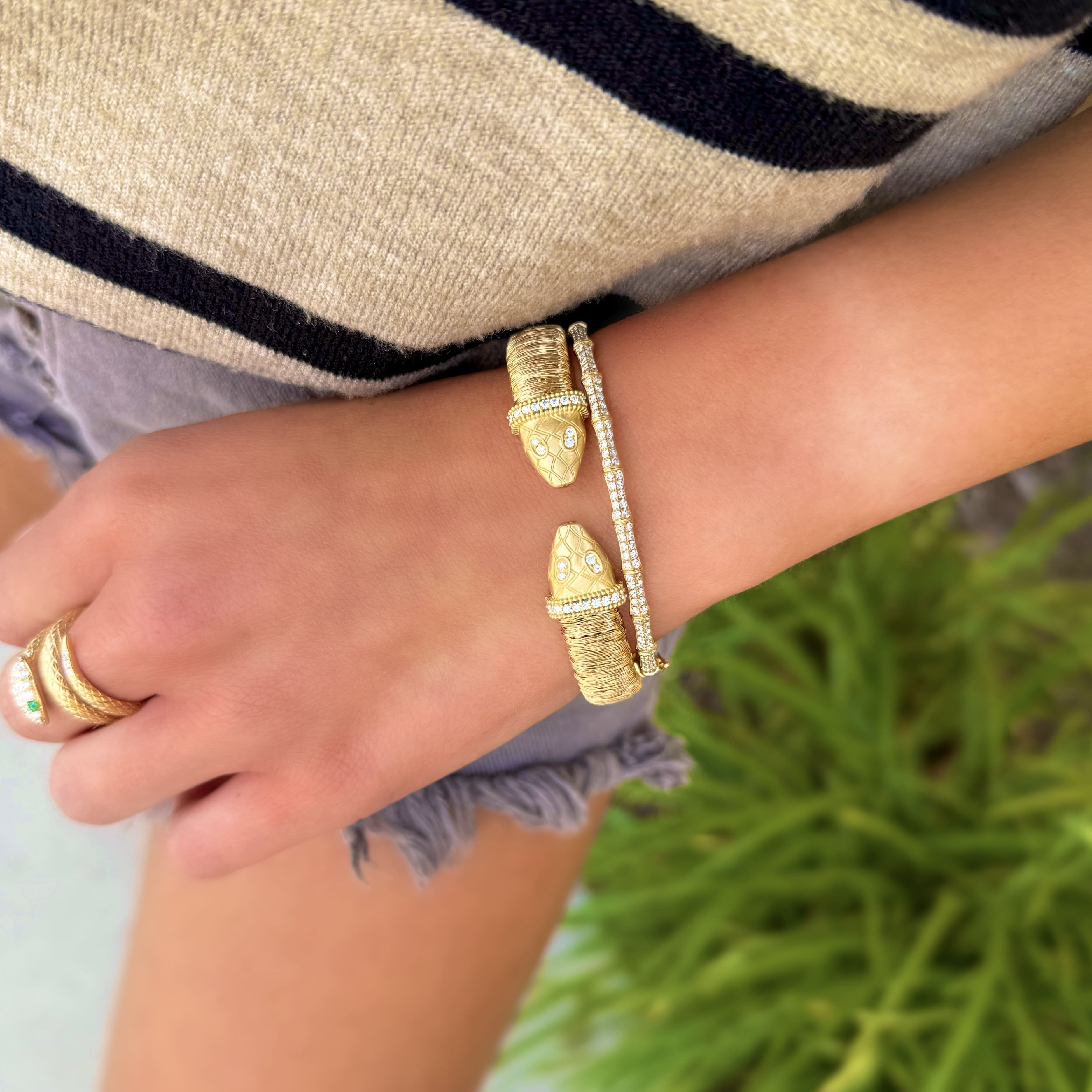 Pave Diamond Bamboo Bangle