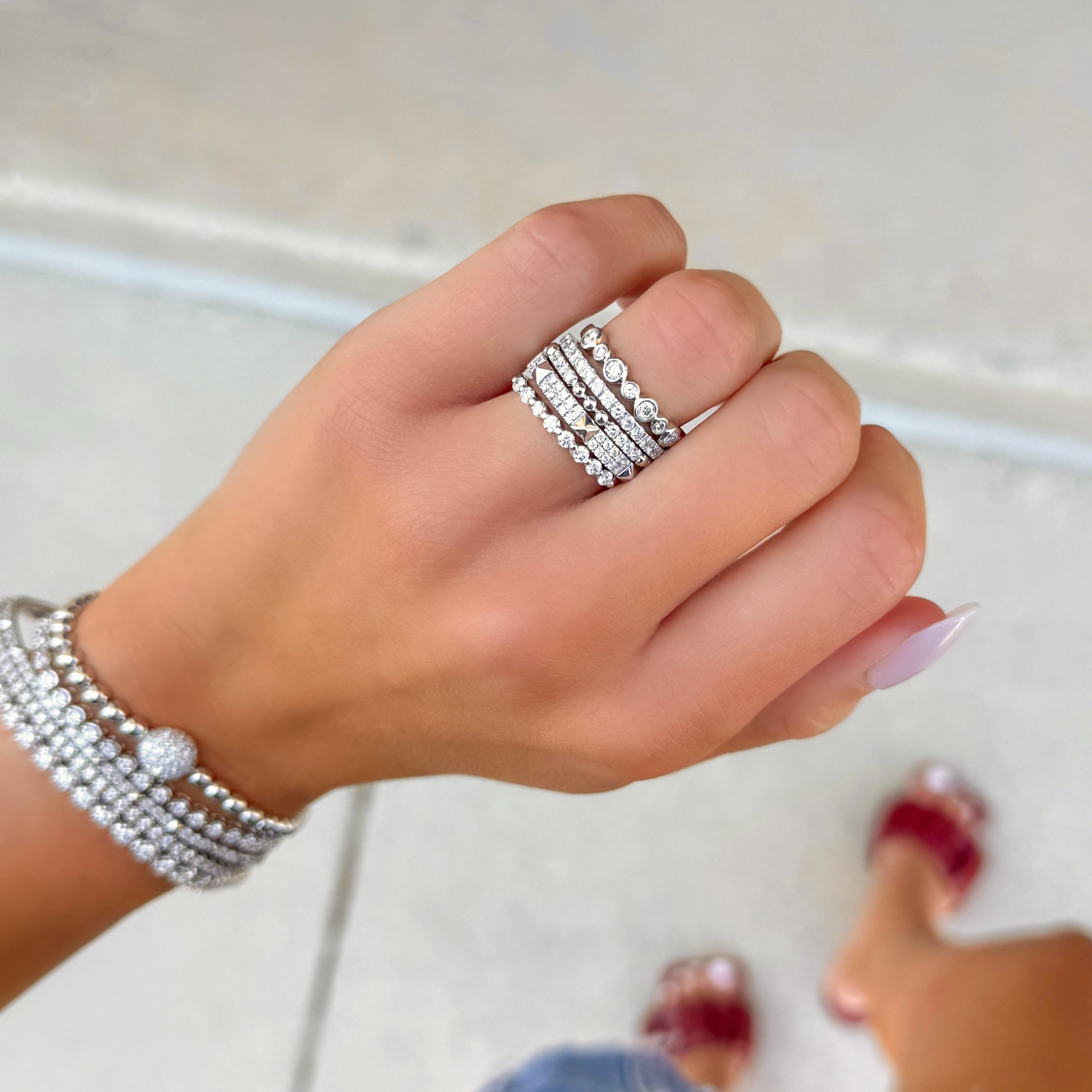 15 Stone Thin Diamond Band