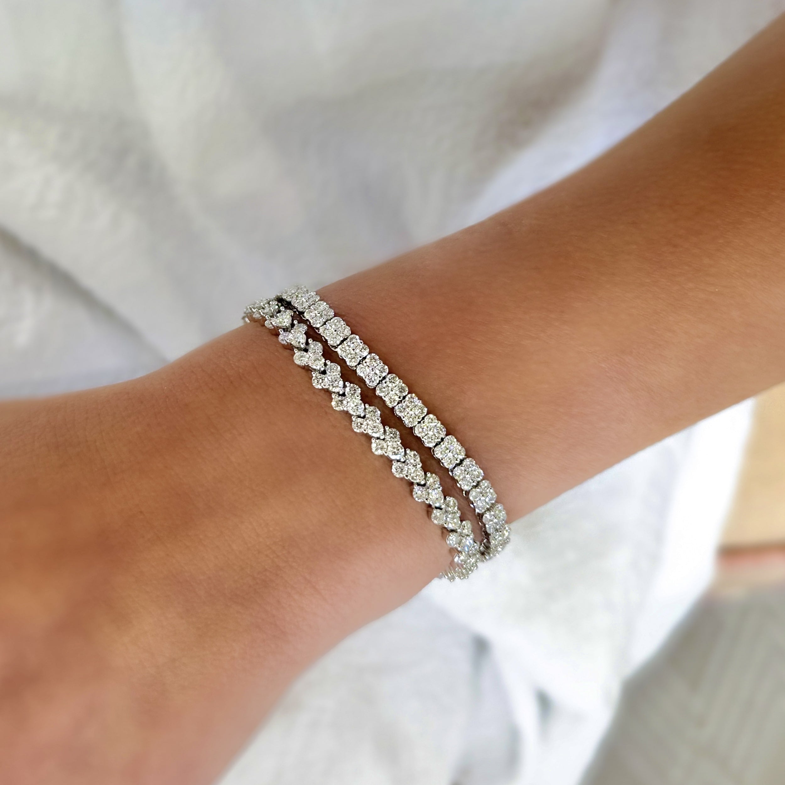 Diamond Cluster Tennis Bracelet