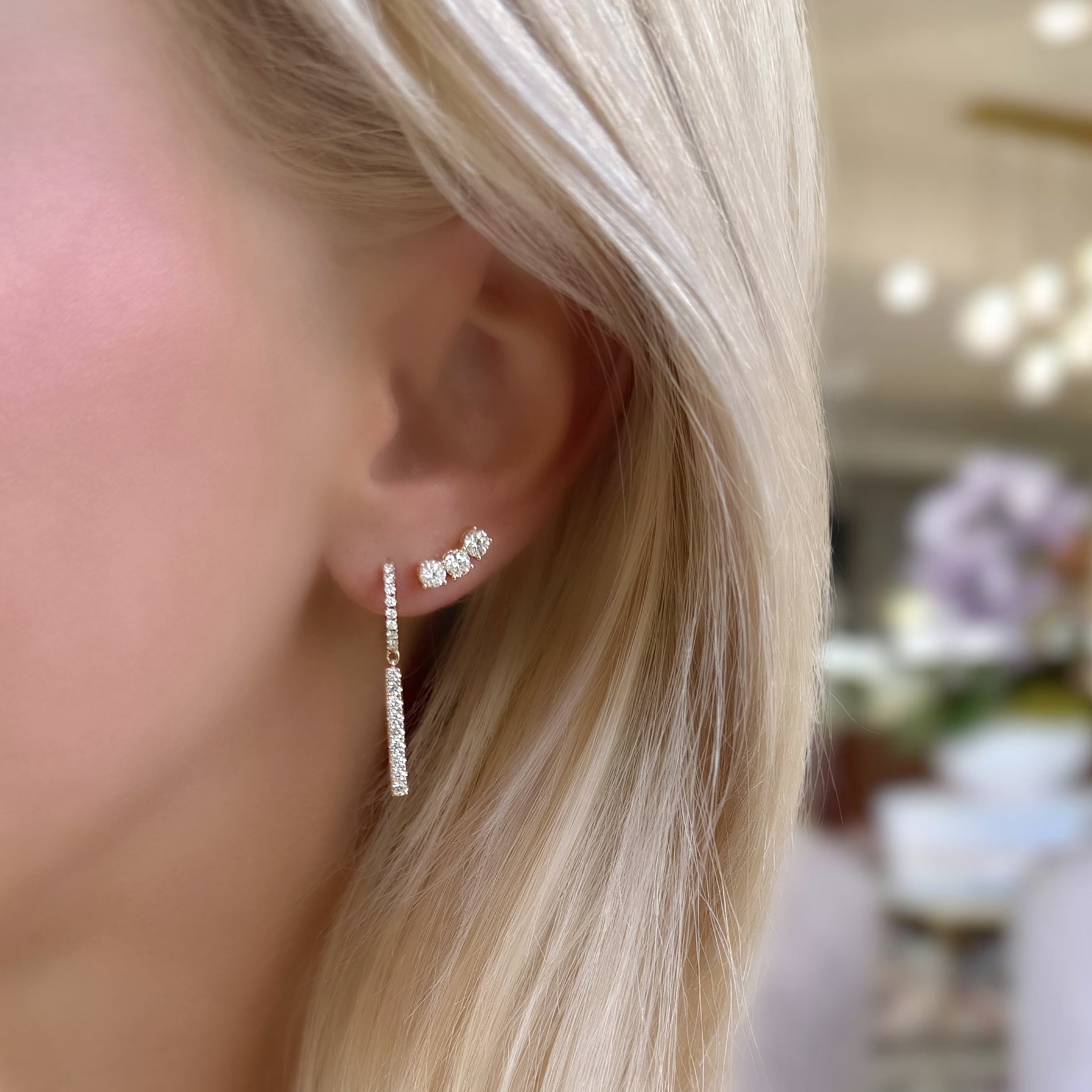 Diamond Drop Bar Huggies