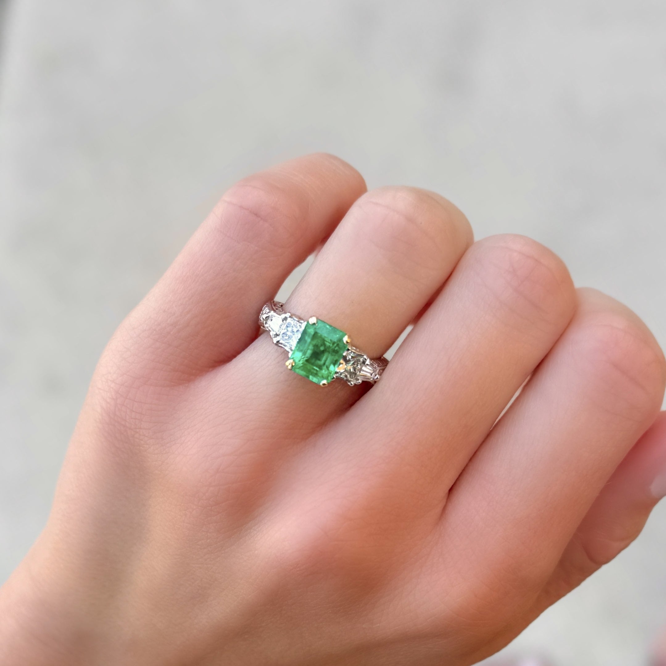 Vintage Emerald and Diamond Ring