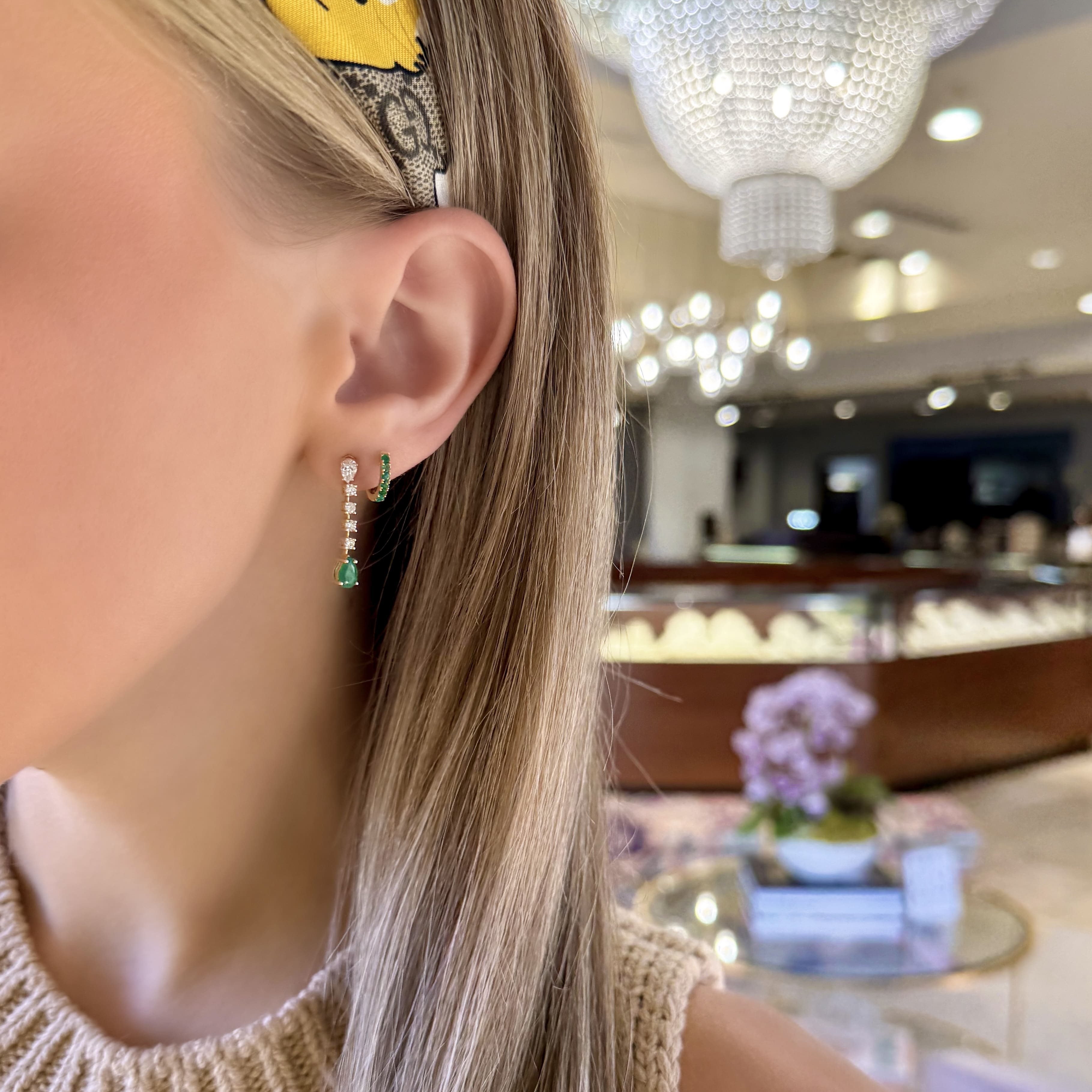 Emerald and Diamond Drop Earrings