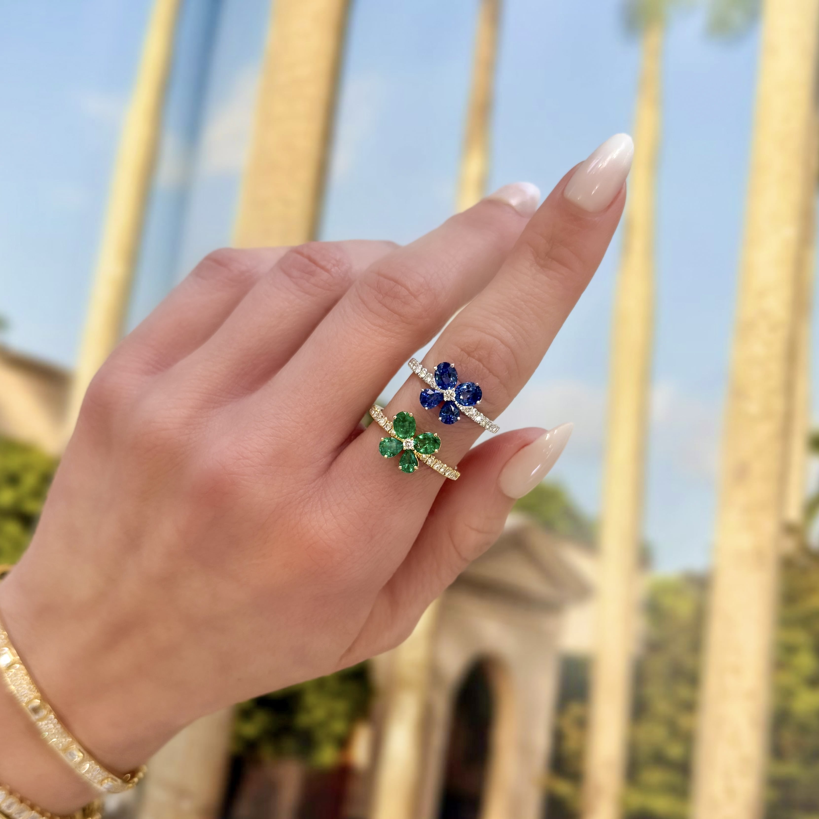 Sapphire and Diamond Butterfly Ring