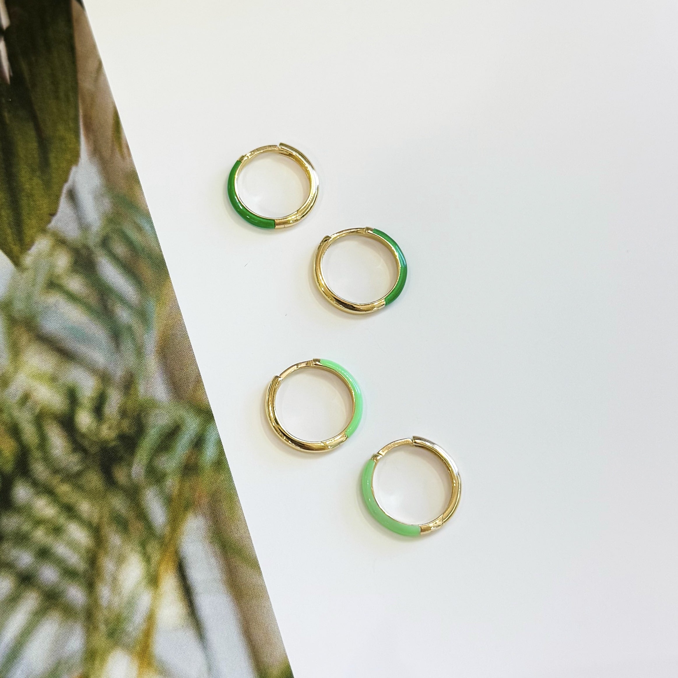 Reversible Green Enamel Hoops