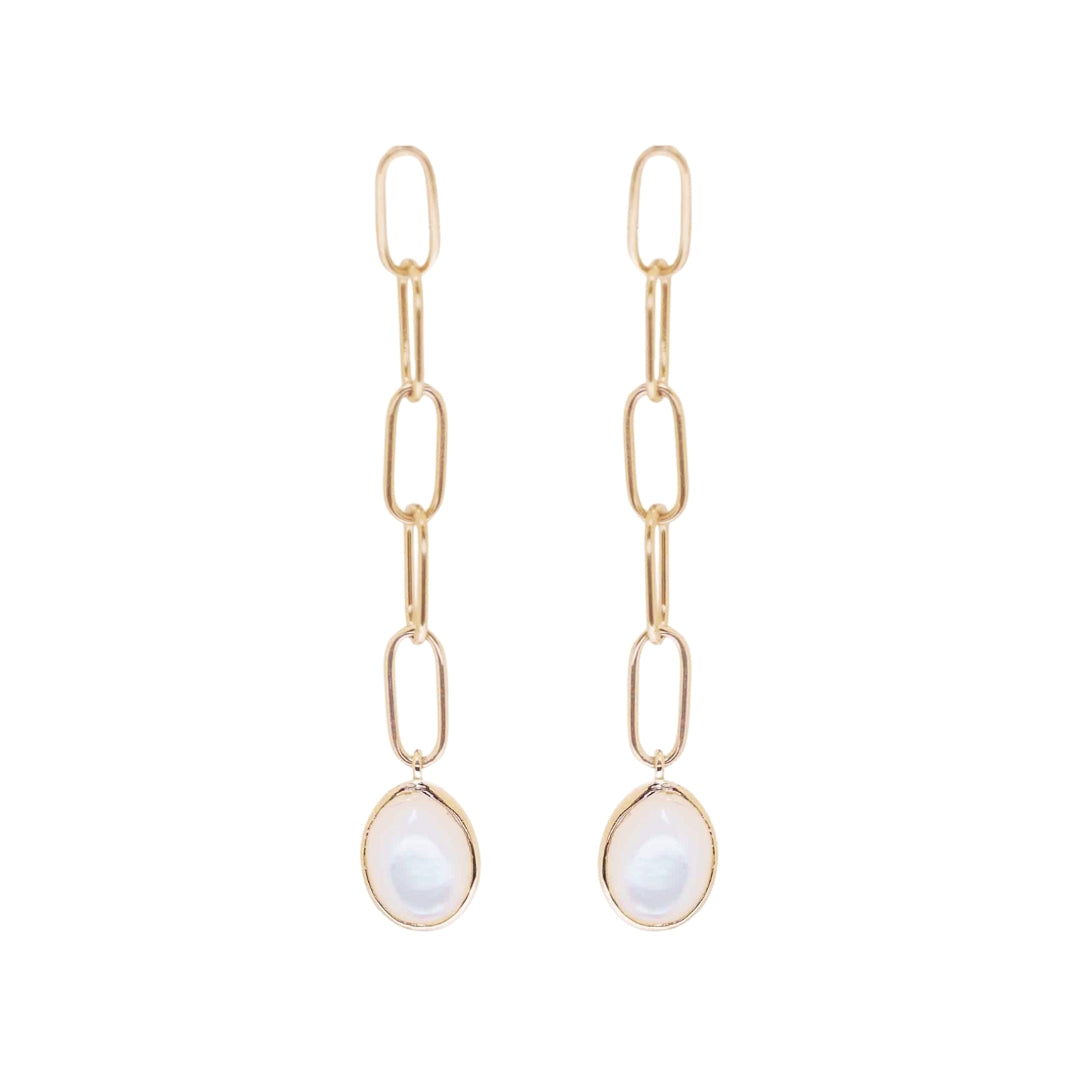 Mother of Pearl Paperclip Chain Earrings