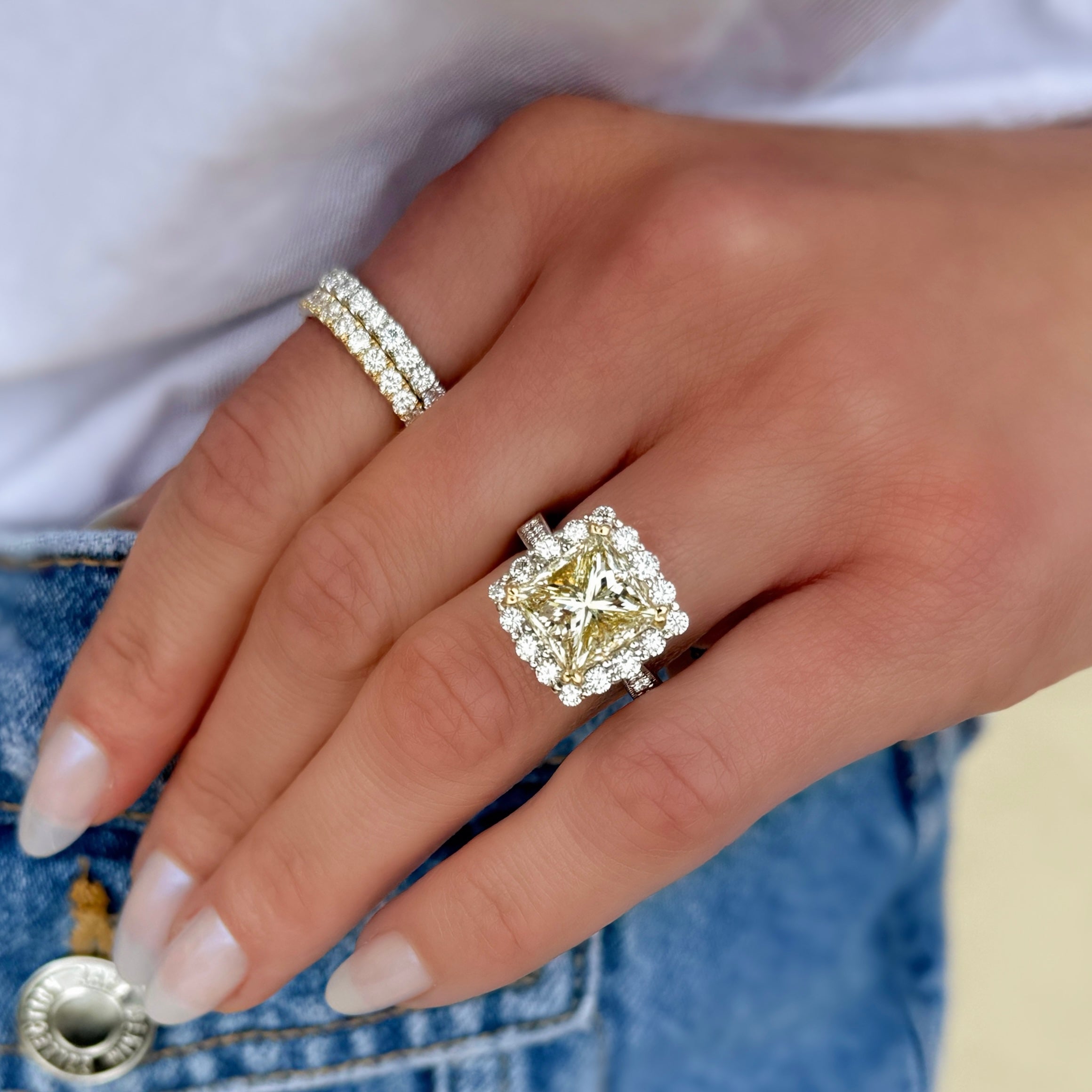 6.07Ct Fancy Yellow Diamond Engagement Ring