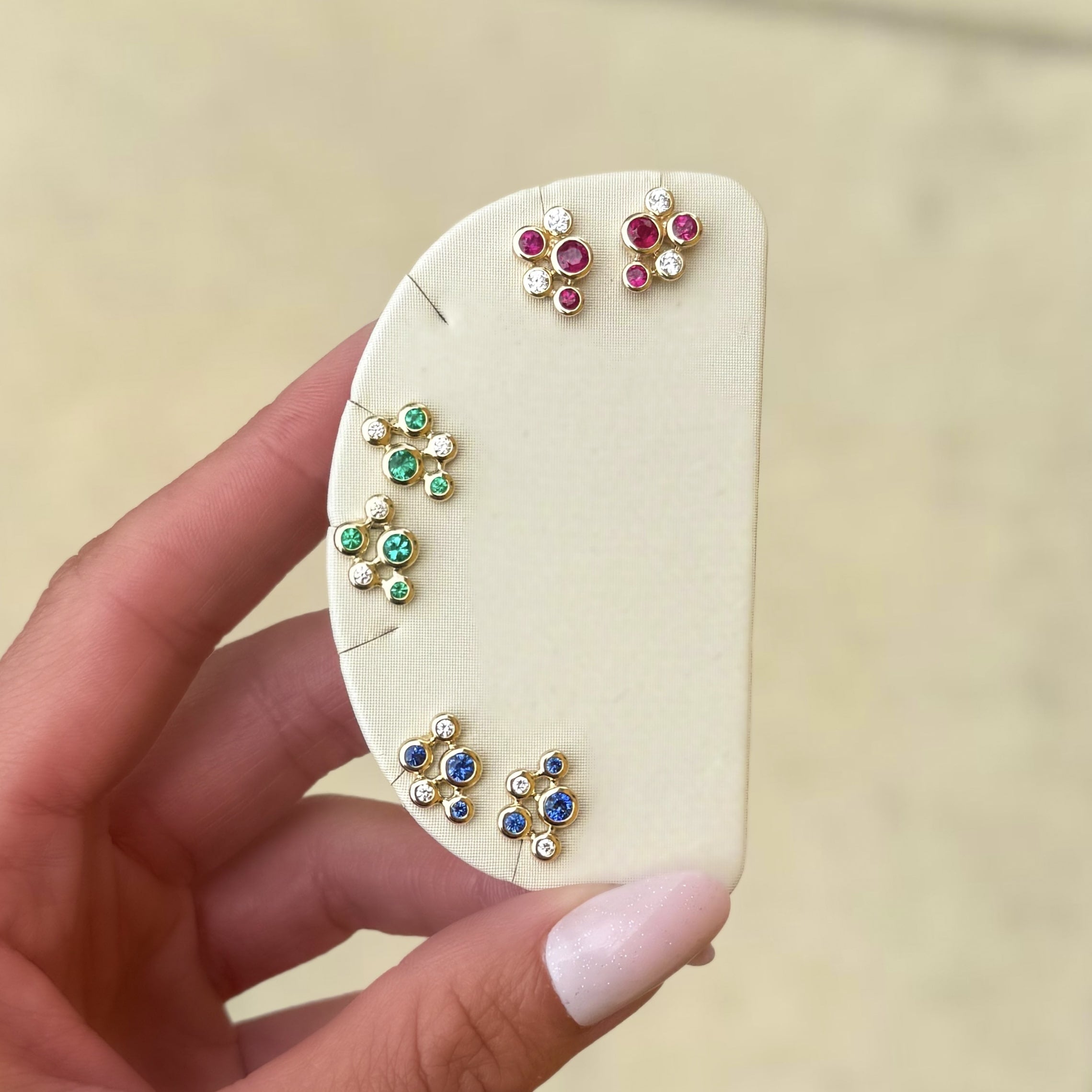 Ruby and Diamond Bezel Studs