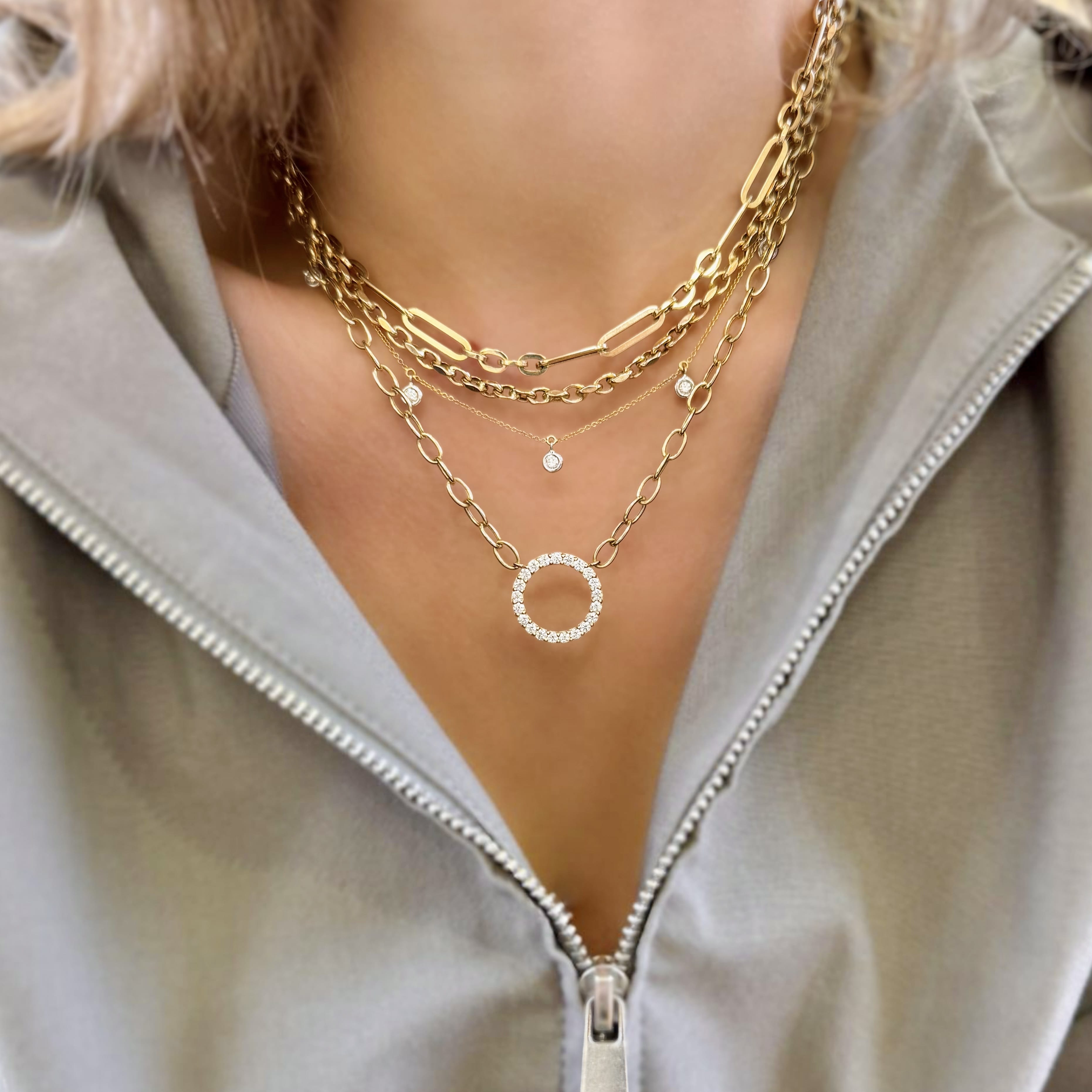 Two Tone Diamond Bezel Necklace