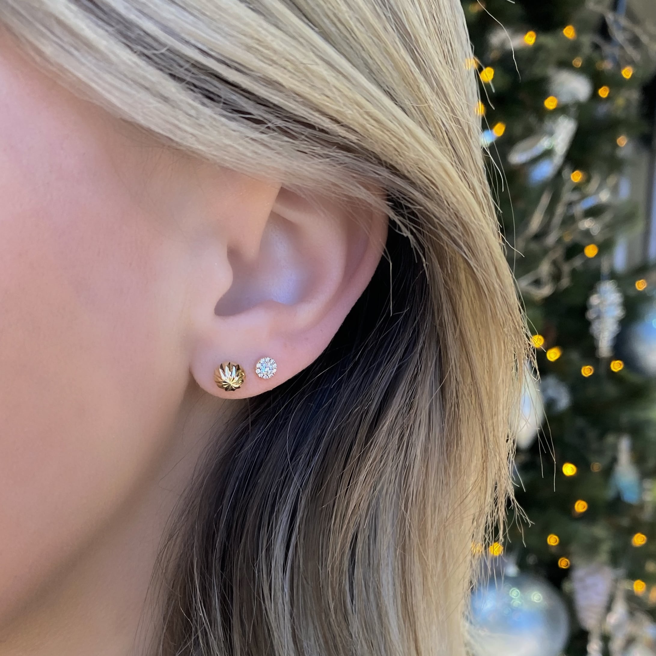 Gold Diamond Cut Studs