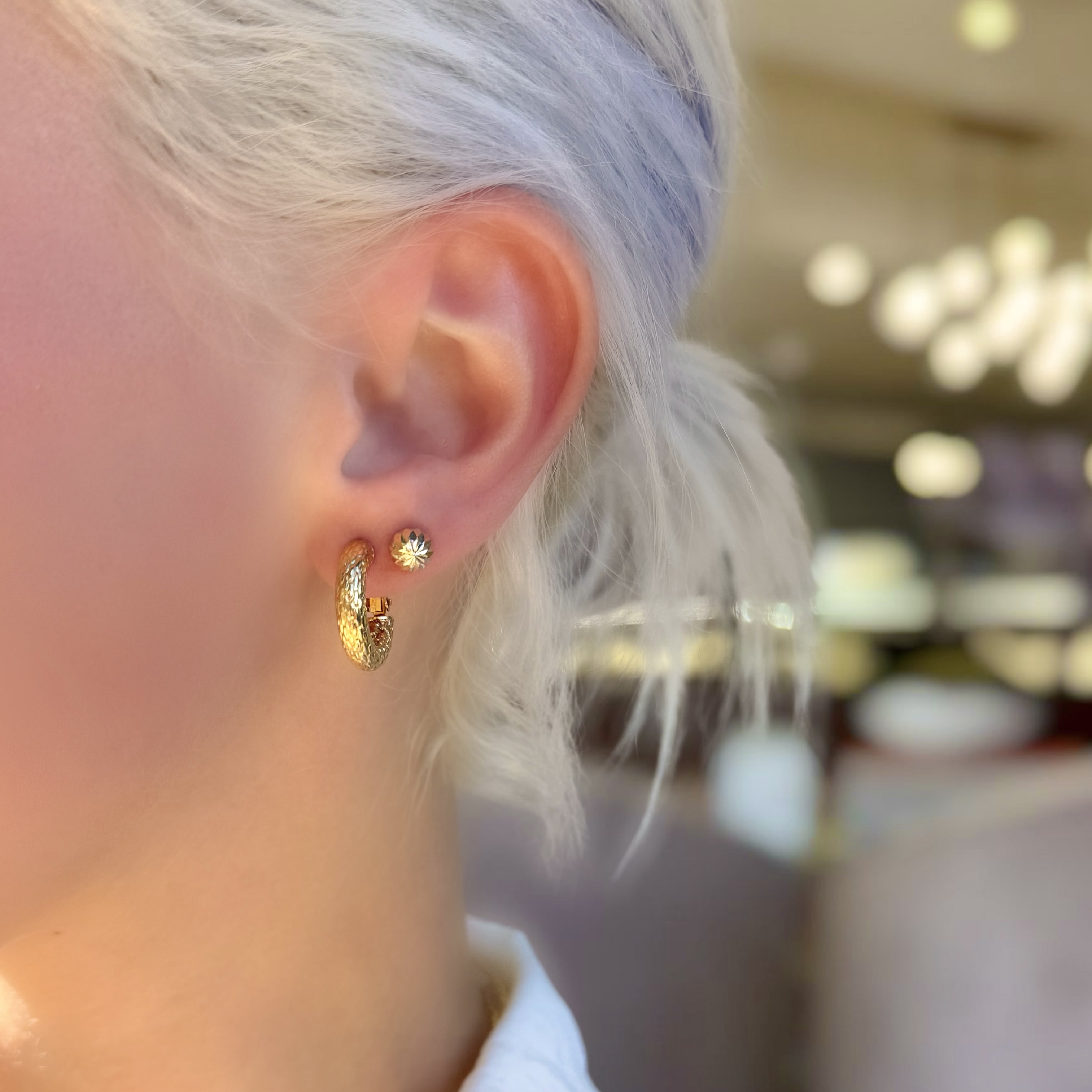 Gold Diamond Cut Studs