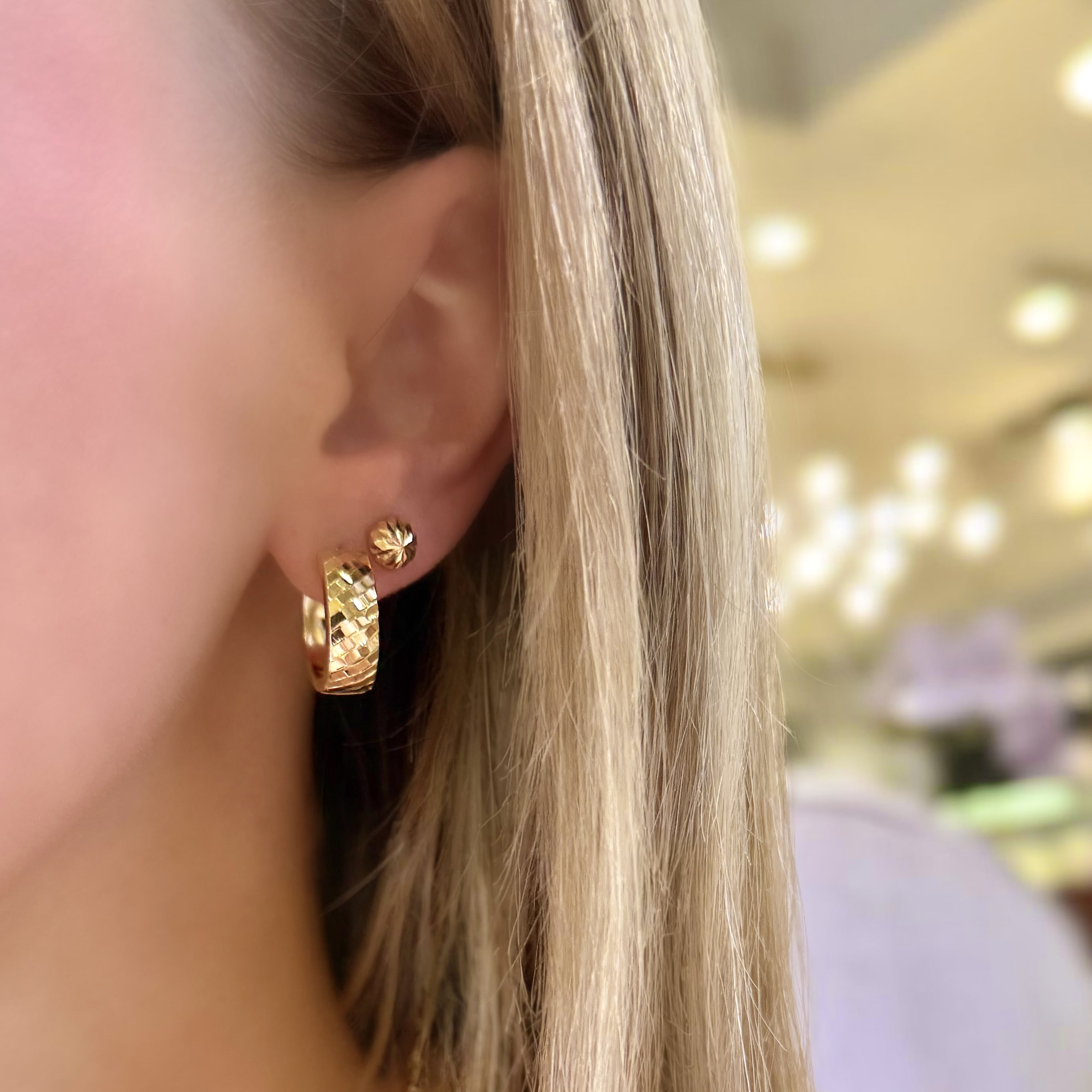 Gold Diamond Cut Studs