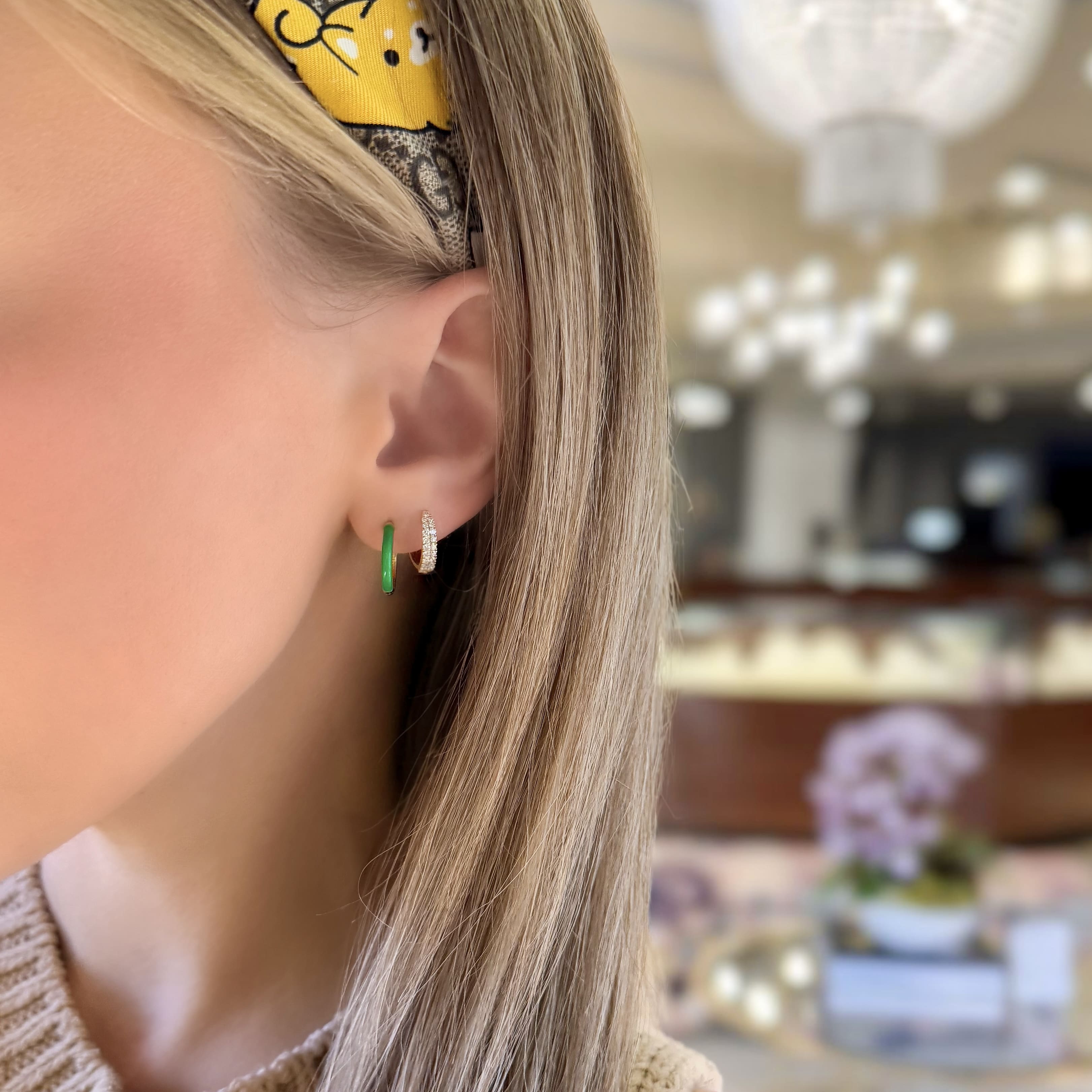 Reversible Green Enamel Hoops
