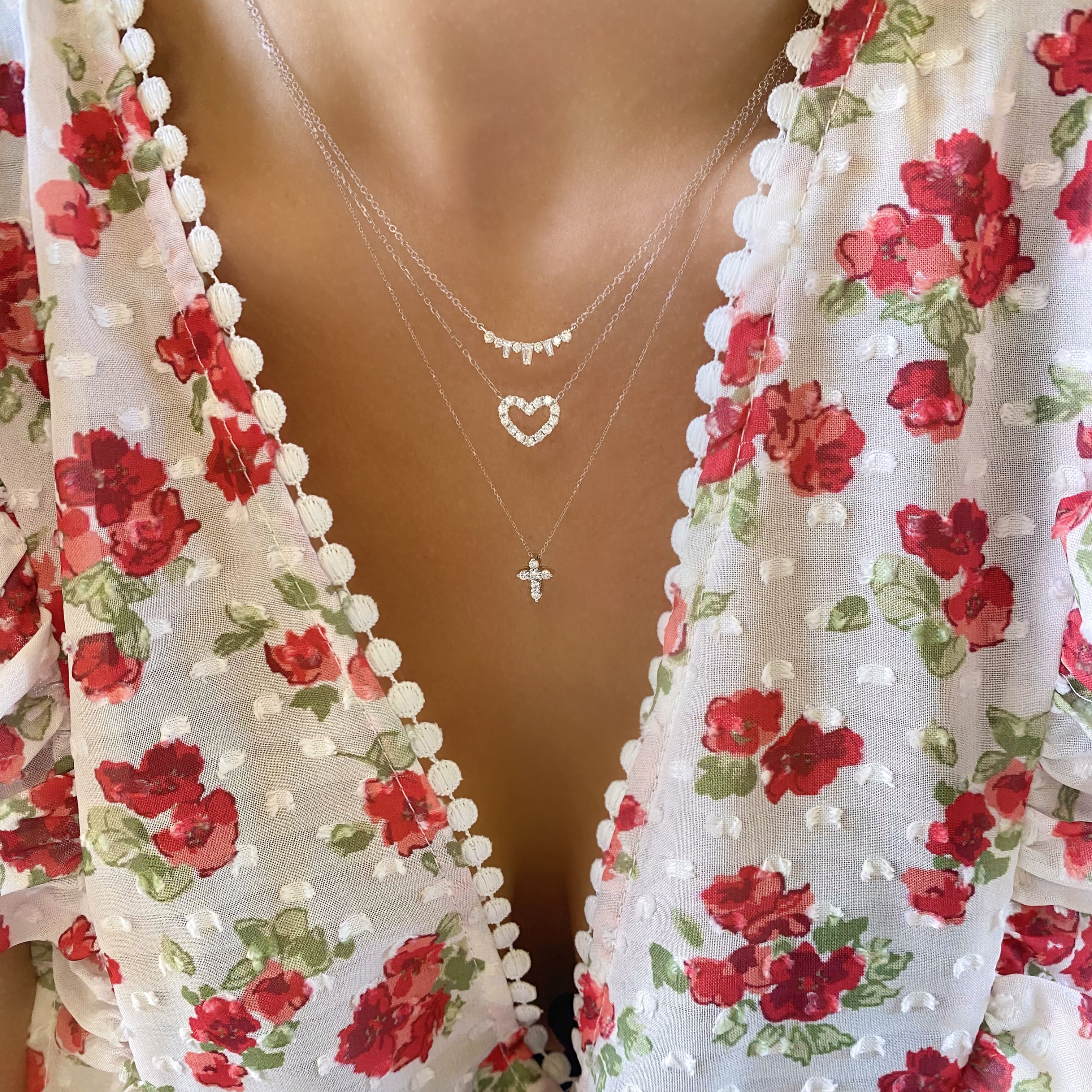 Small Open Heart Diamond Necklace