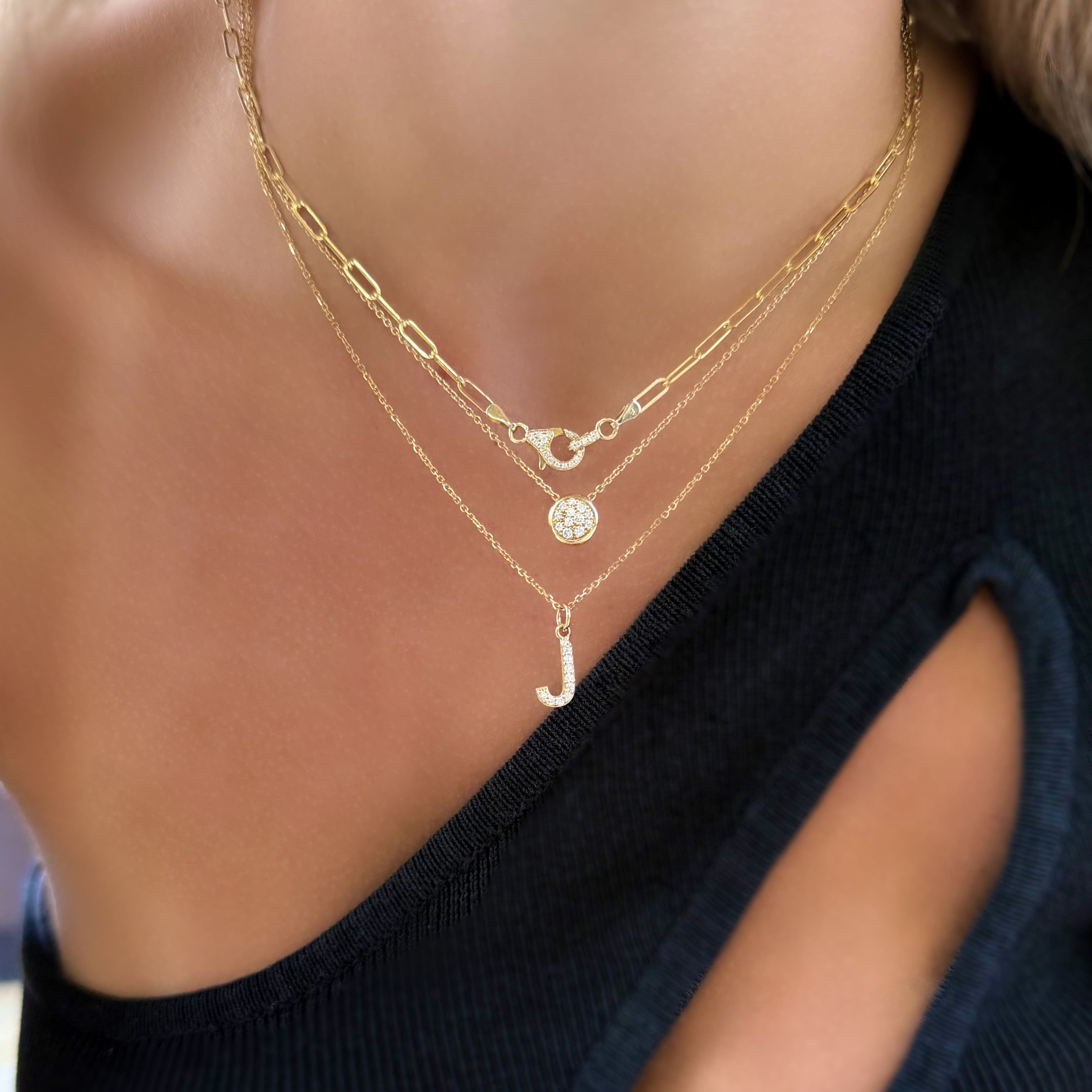 Medium Diamond Initial Charm Necklace