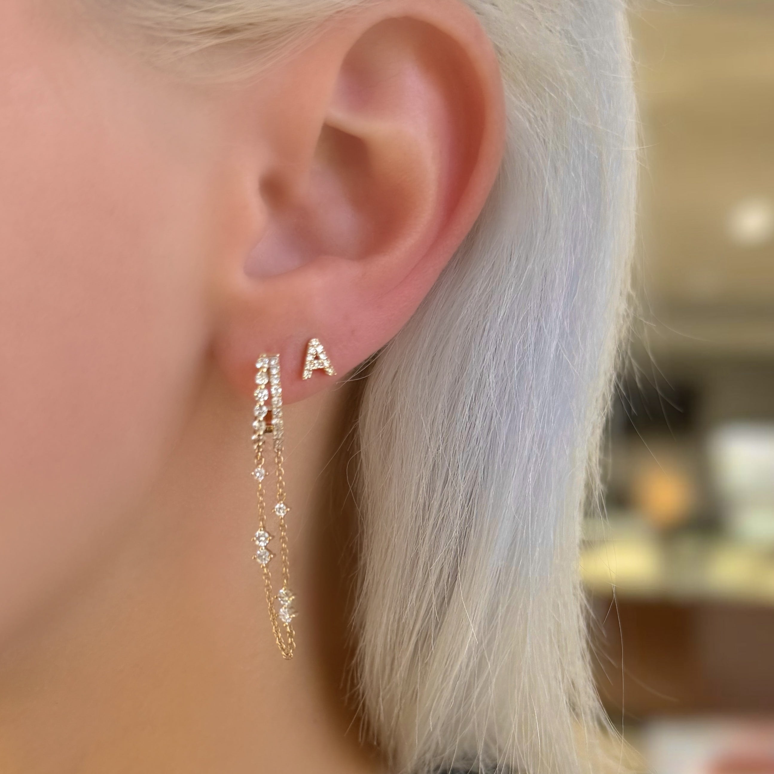 Mini Diamond A Initial Studs