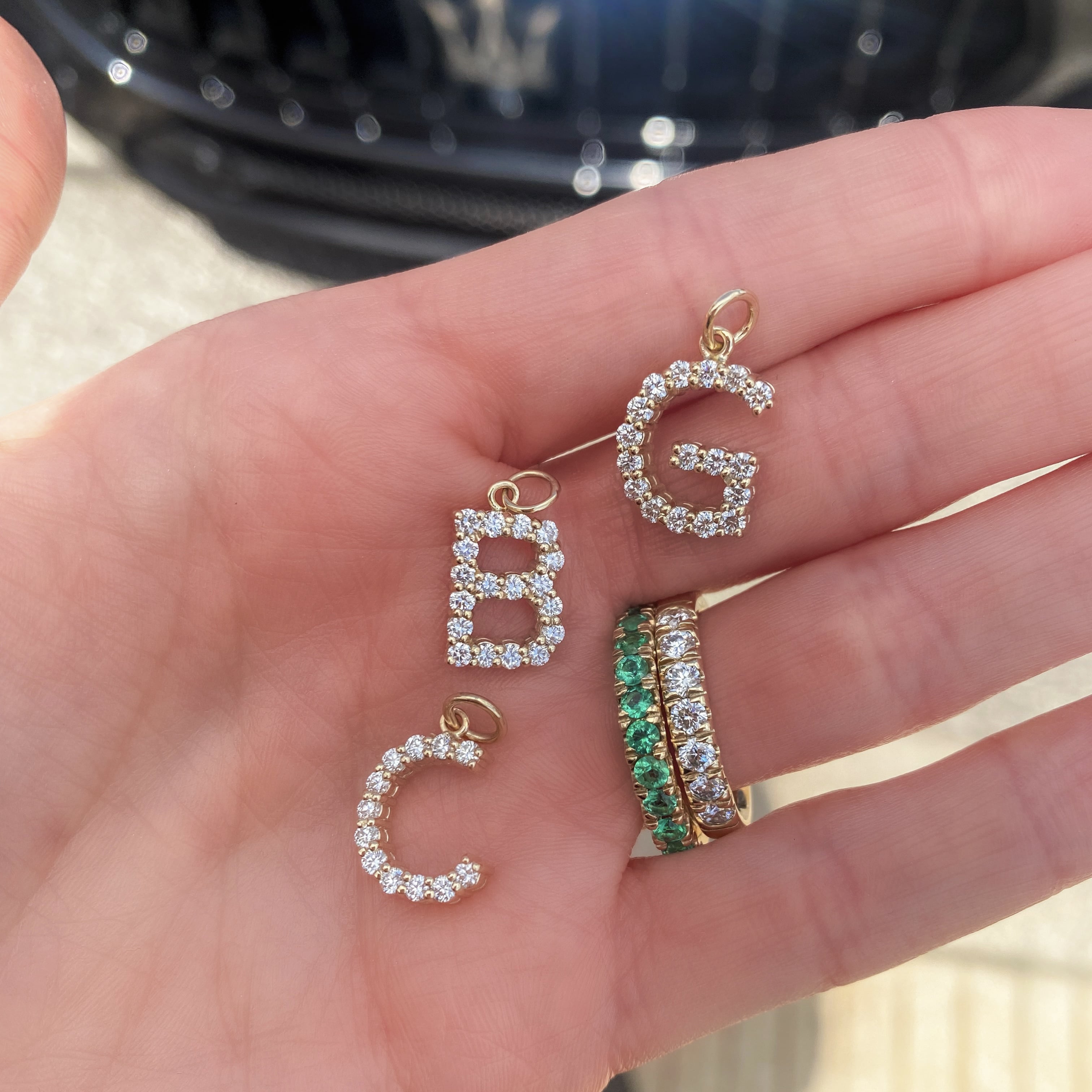 Jumbo Diamond Initial Charm Necklace